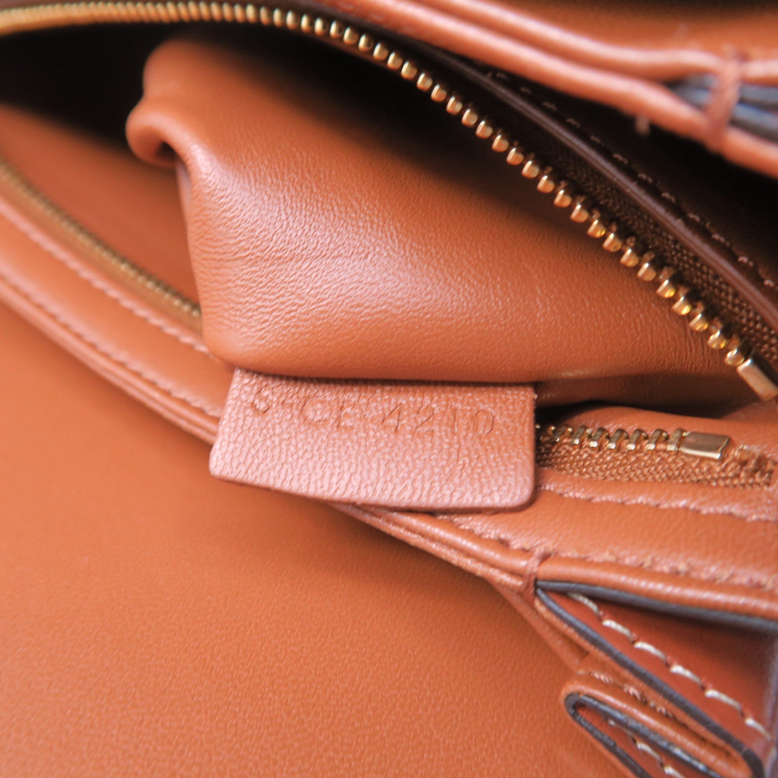 CELINE 牛皮皮革Classique Triomphe金扣肩背袋棕色