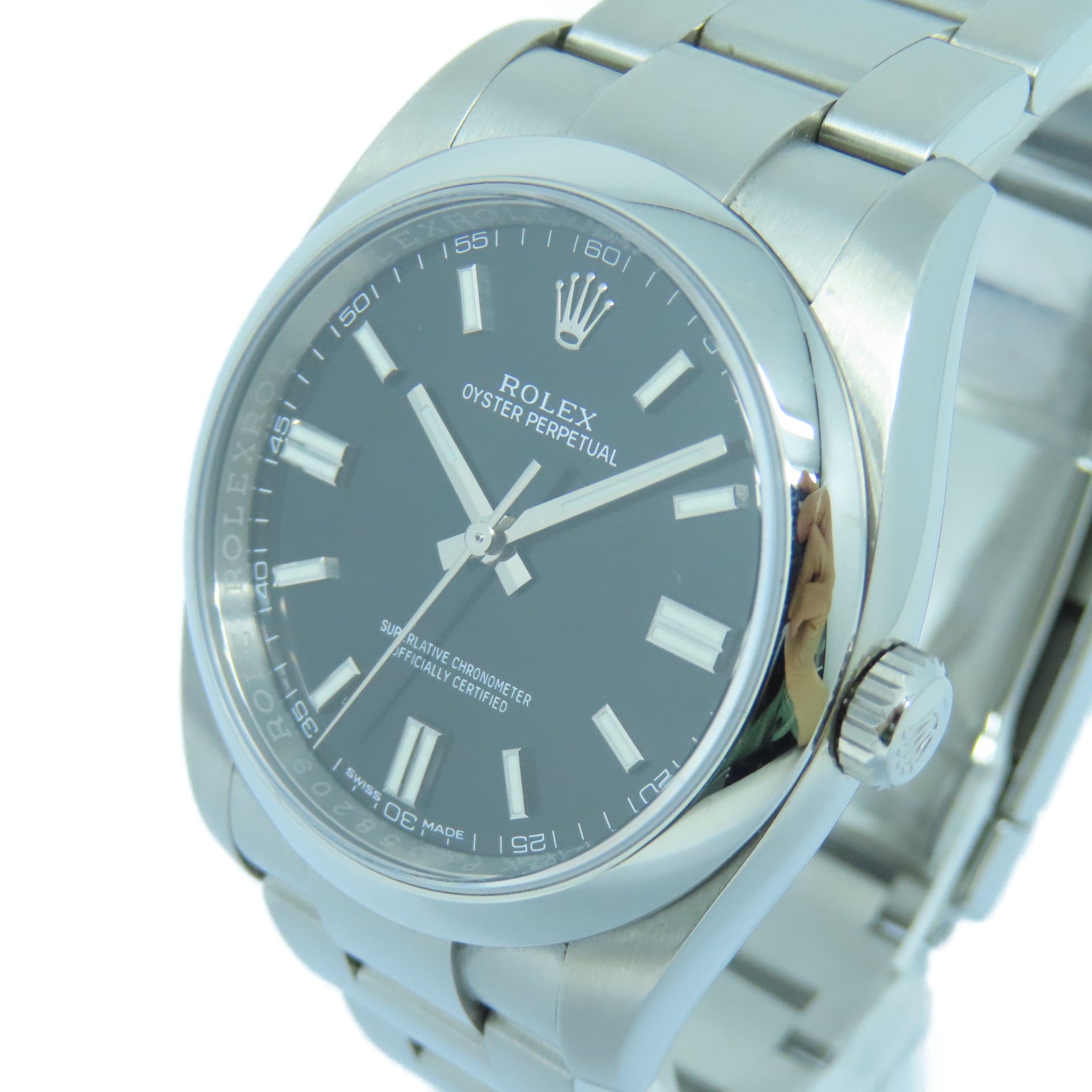 ROLEX Oyster Perpetual不鏽鋼手錶自動機芯黒色