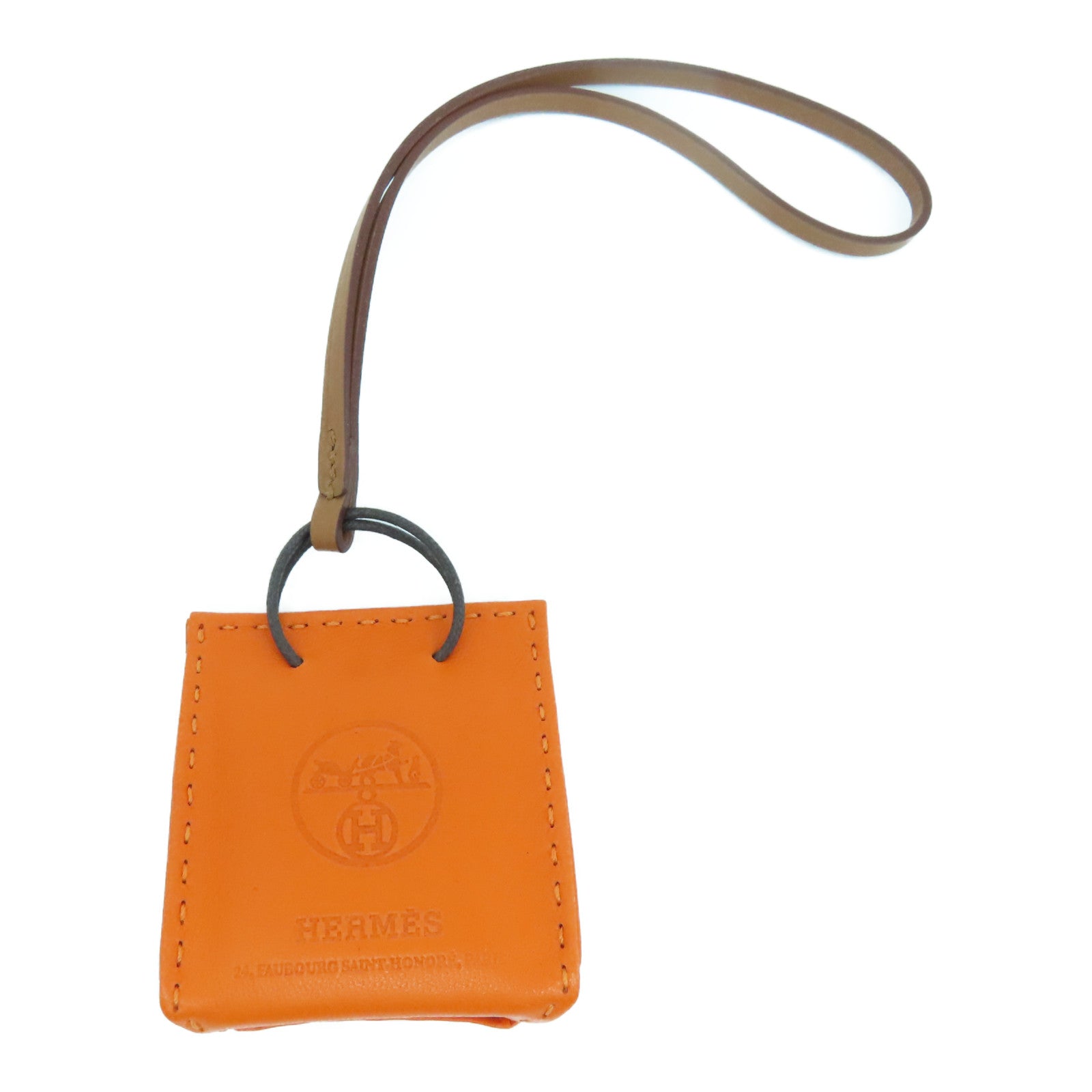 HERMES Milo皮革/Swift皮革Orange Bag Charm掛飾橙色