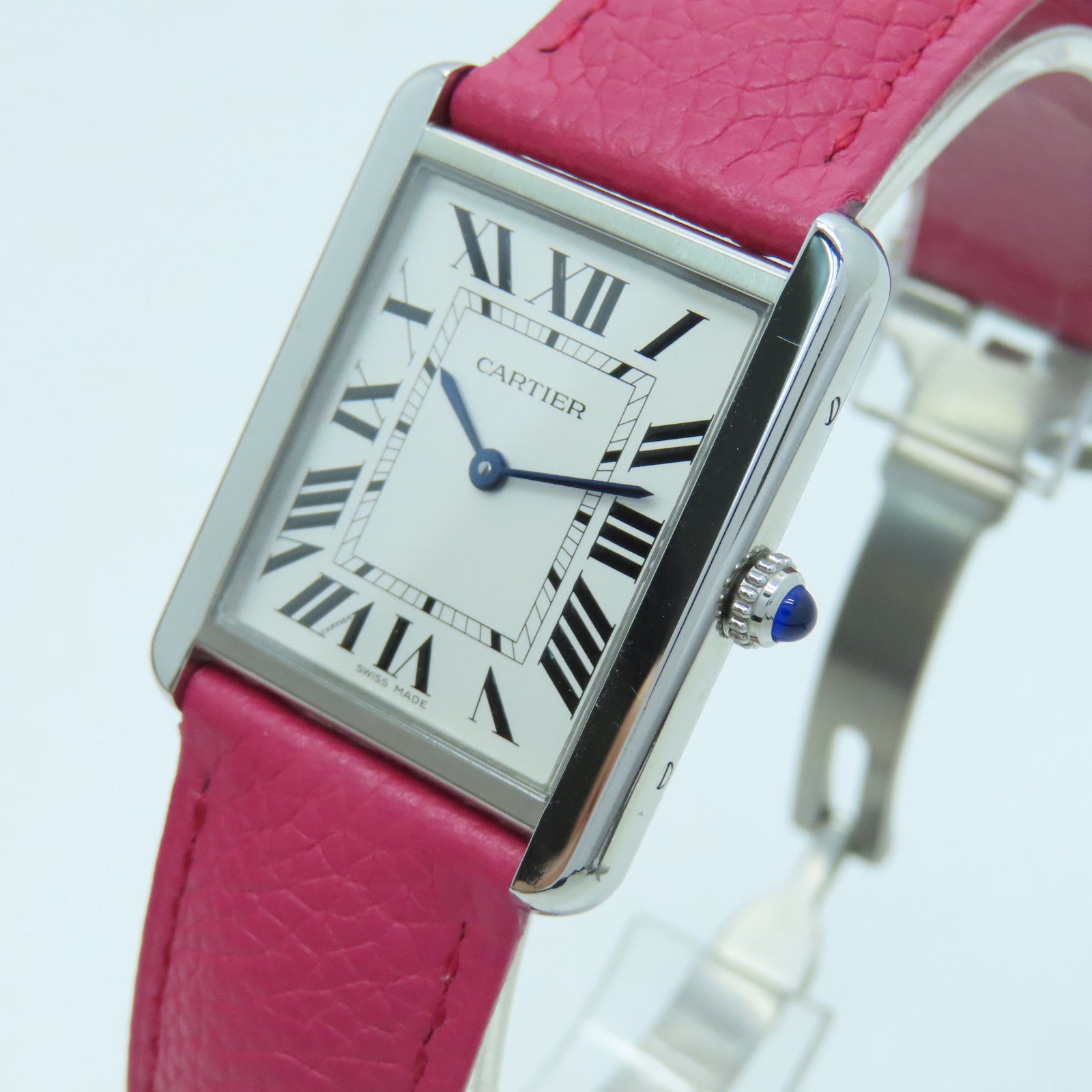 CARTIER Tank Solo Quartz Watch不锈钢/皮带石英手表粉红色