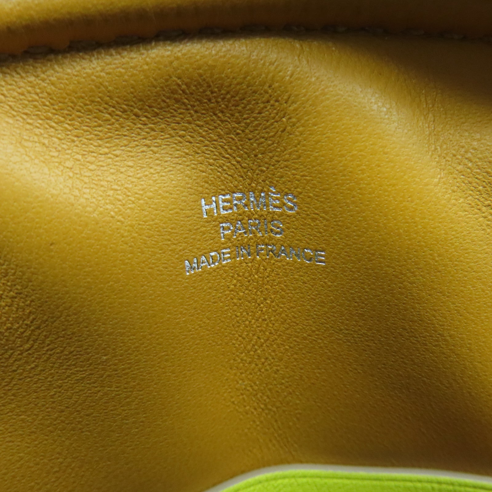 HERMES Swift皮革In The Loop銀扣肩背袋Lime黃色