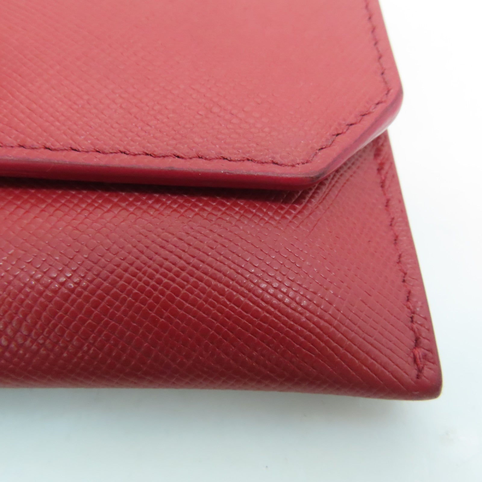 PRADA Saffiano皮革Card Case金扣卡片套紅色