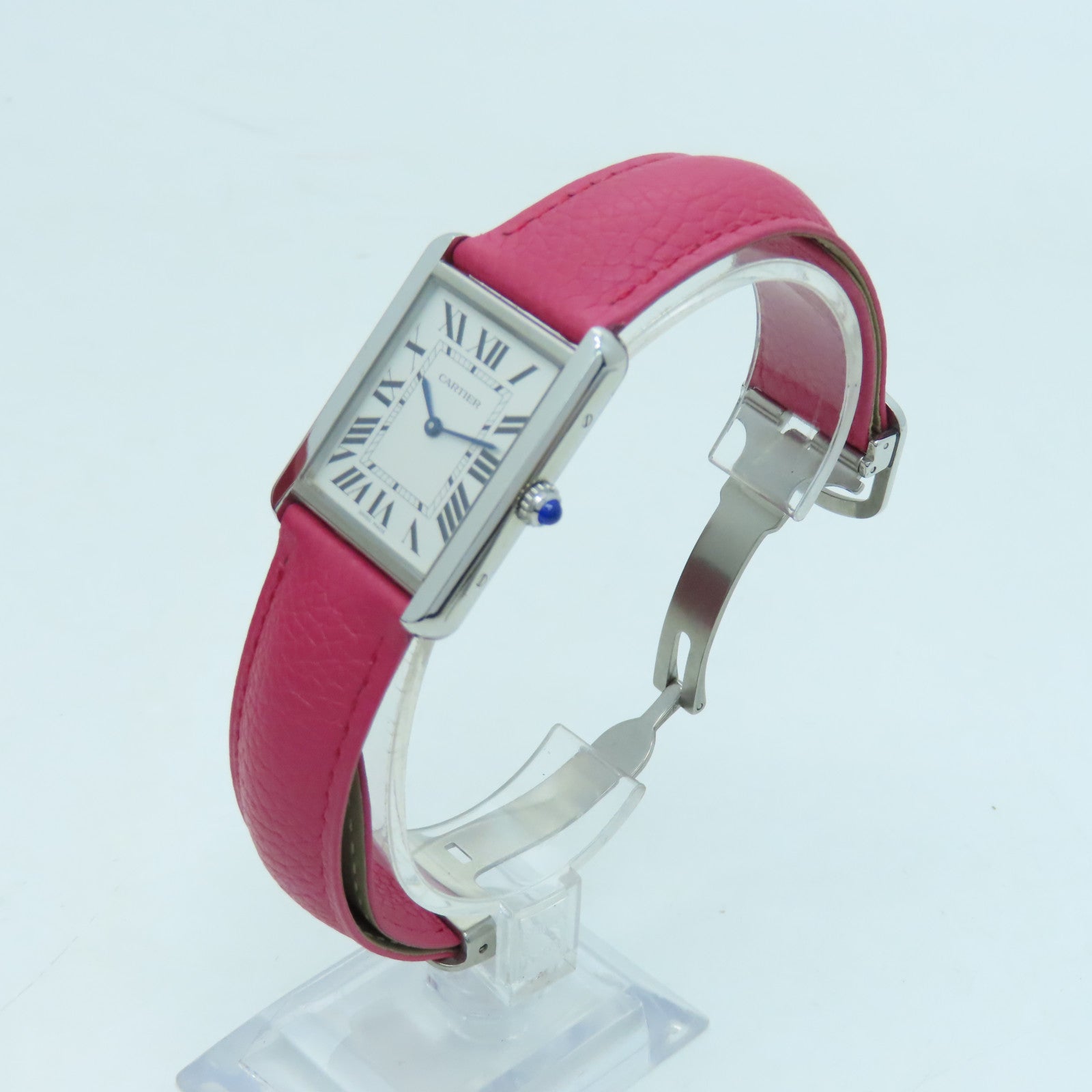 CARTIER Tank Solo Quartz Watch不锈钢/皮带石英手表粉红色