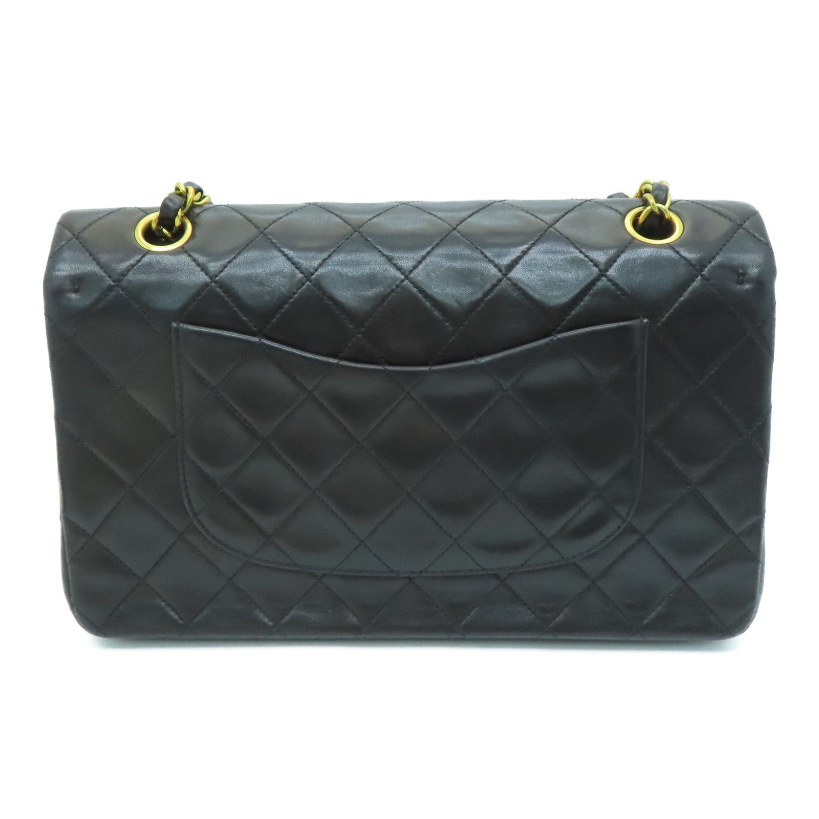 CHANEL [Sharp Discount] Rhombus Sheepskin Leather Vintage Classic 25㎝ Gold Buckle Shoulder Bag Black