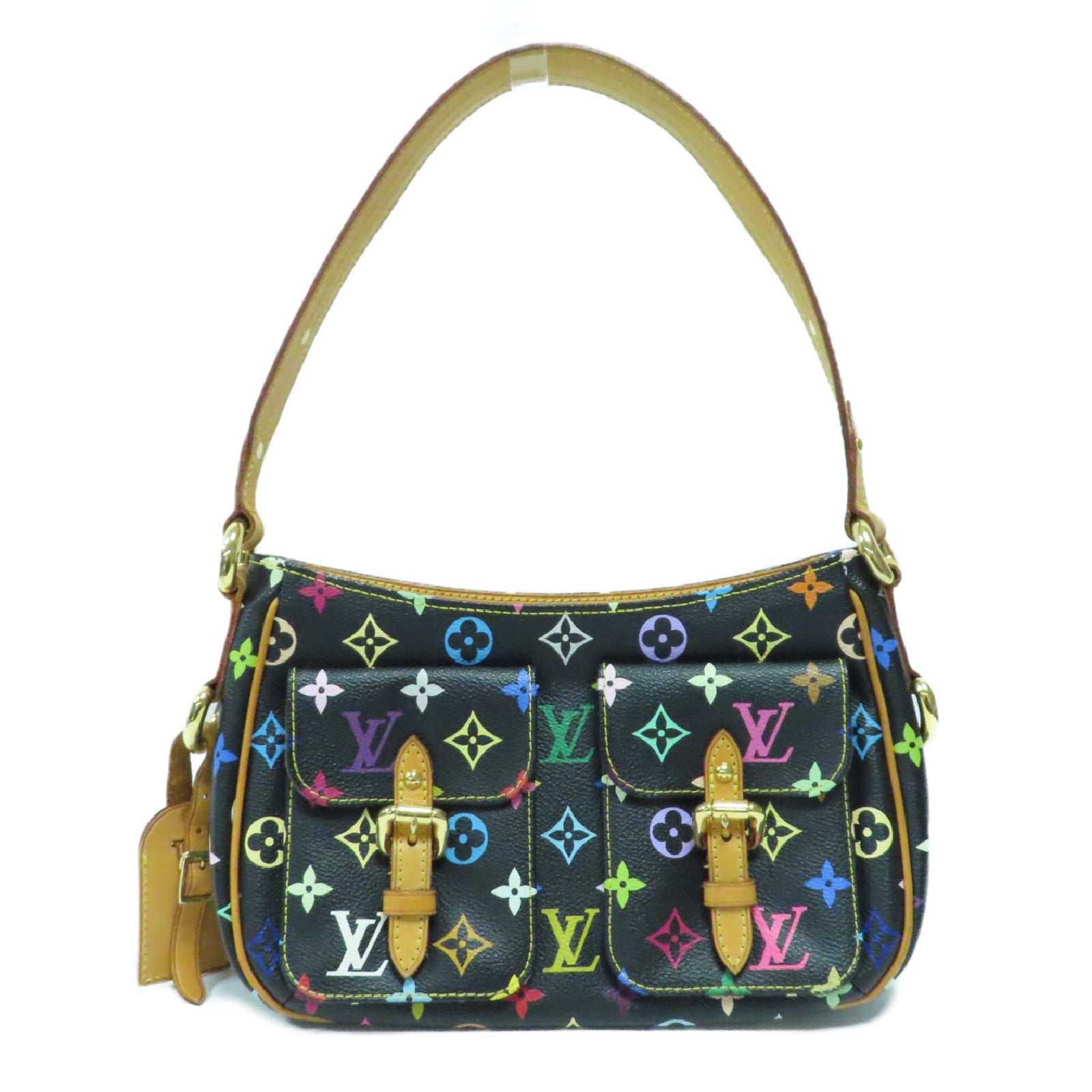 LOUIS VUITTON Monogram Multicolore Lodge PM金扣肩背袋黑色/啡色