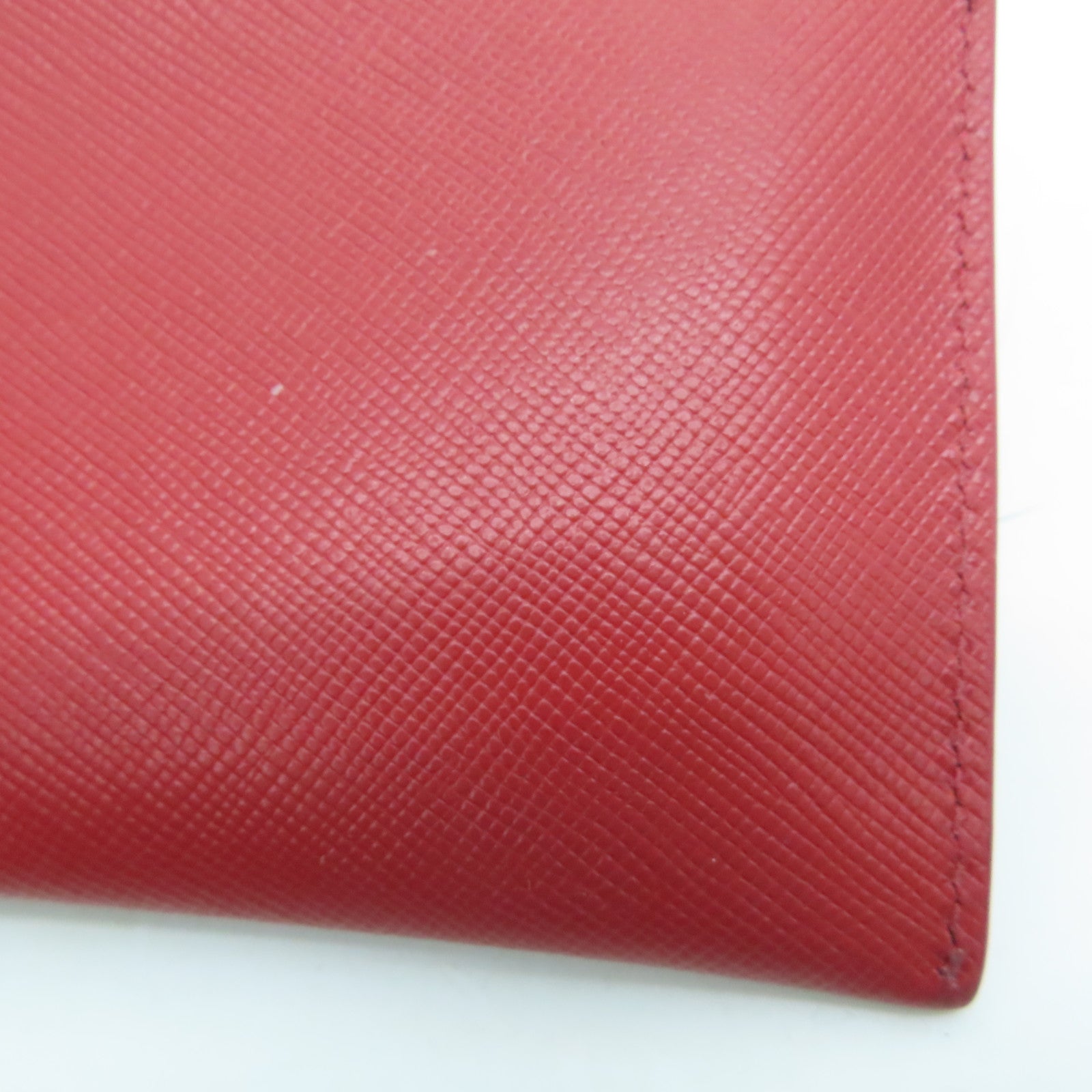 PRADA Saffiano皮革Card Case金扣卡片套紅色