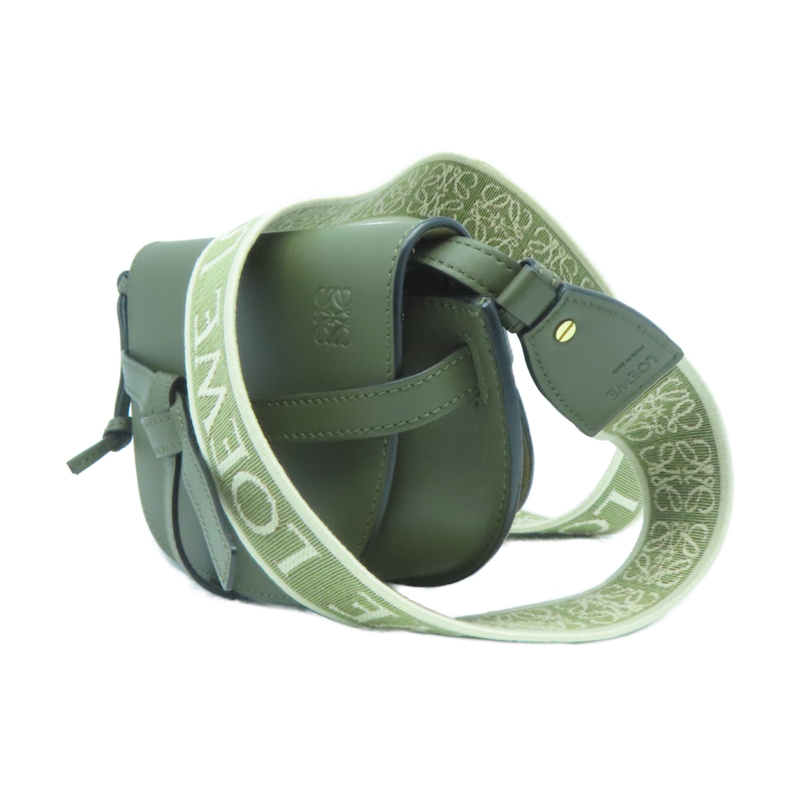 LOEWE 牛皮皮革Mini Gate金扣肩背袋綠色
