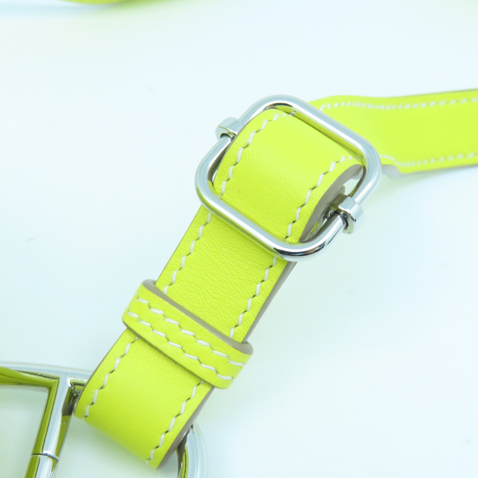 HERMES Swift皮革In The Loop銀扣肩背袋Lime黃色