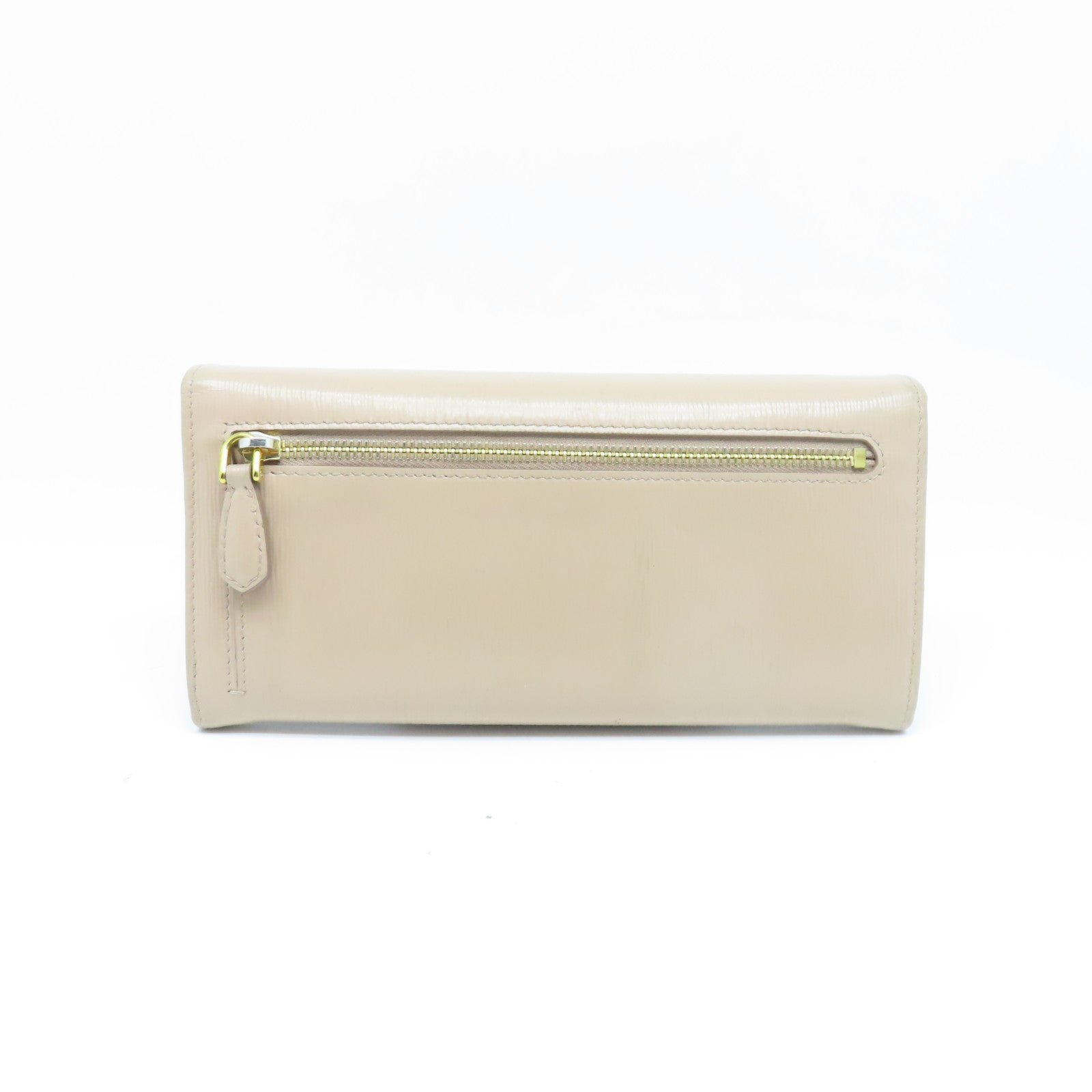 PRADA Vitello皮革Long Wallet金扣長錢包淺褐色
