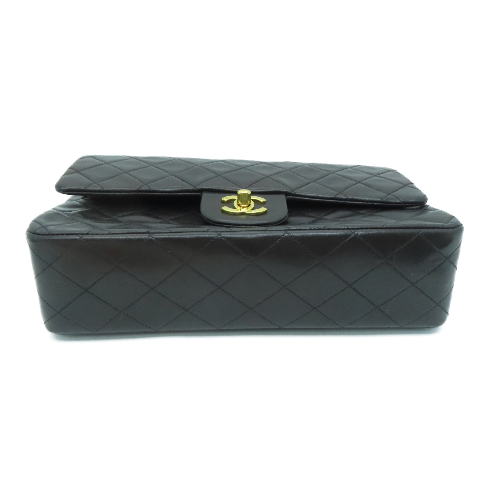 CHANEL [Sharp Discount] Rhombus Sheepskin Leather Vintage Classic 25㎝ Gold Buckle Shoulder Bag Black