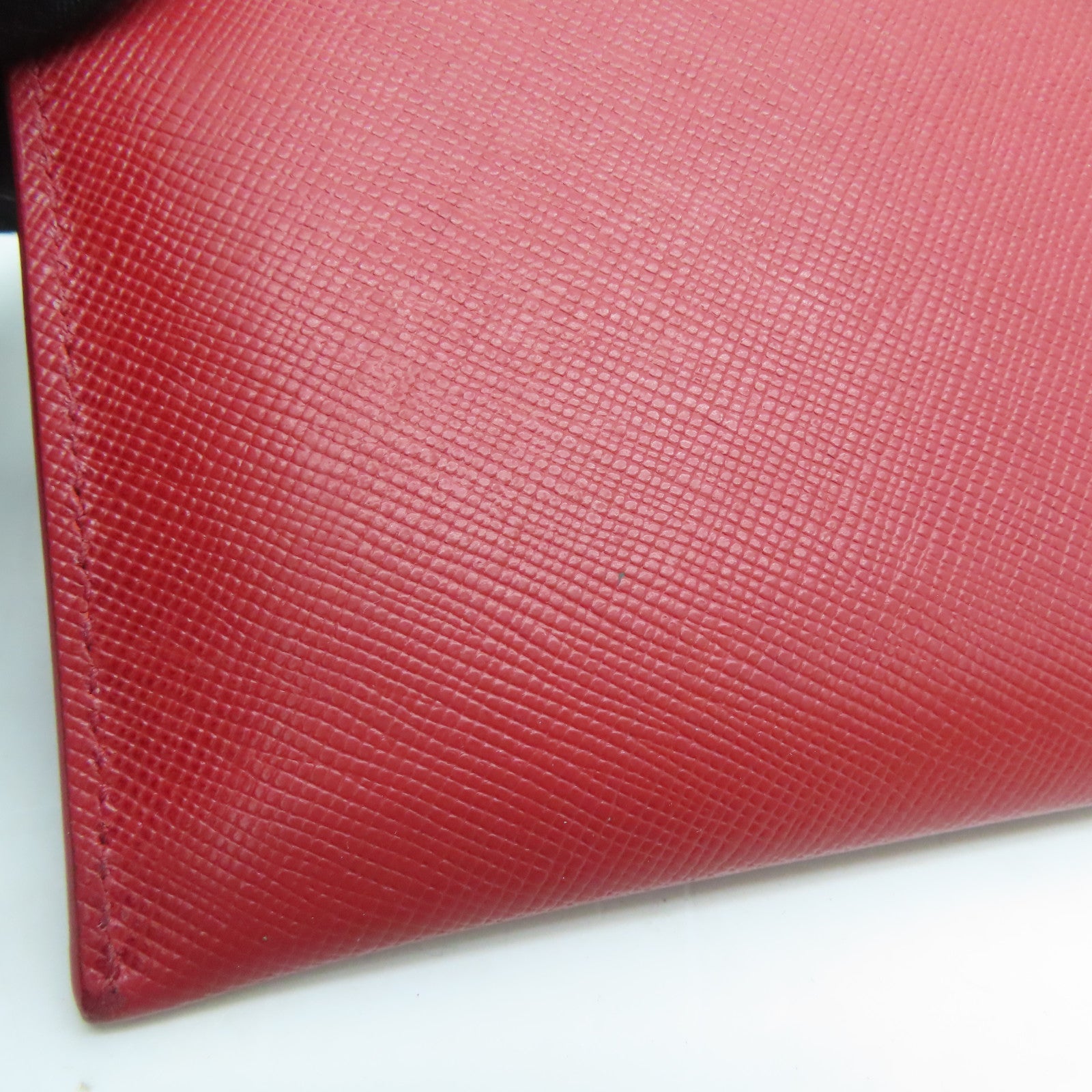 PRADA Saffiano皮革Card Case金扣卡片套紅色