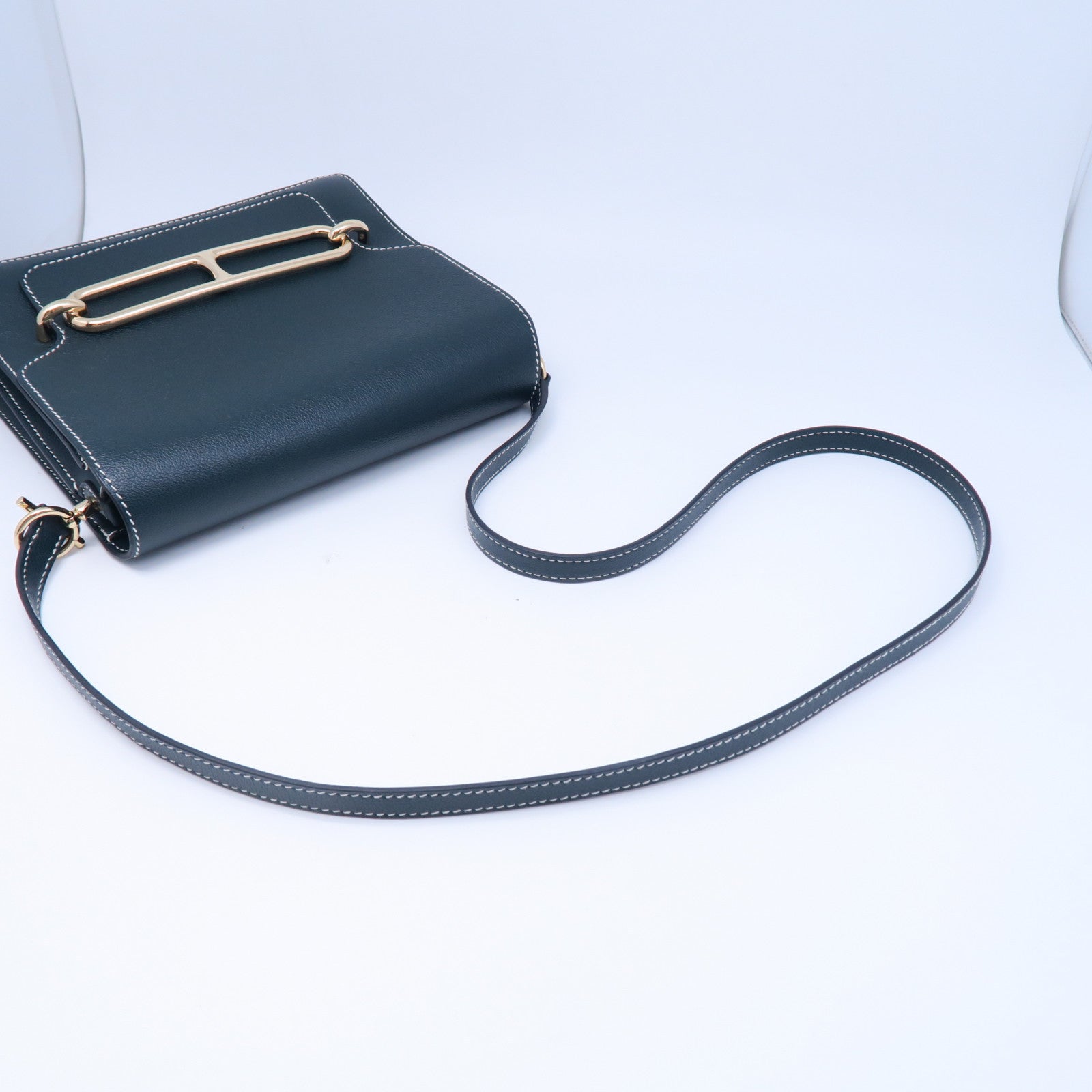 HERMES Evercolour皮革Roulis 23金扣肩背袋綠色