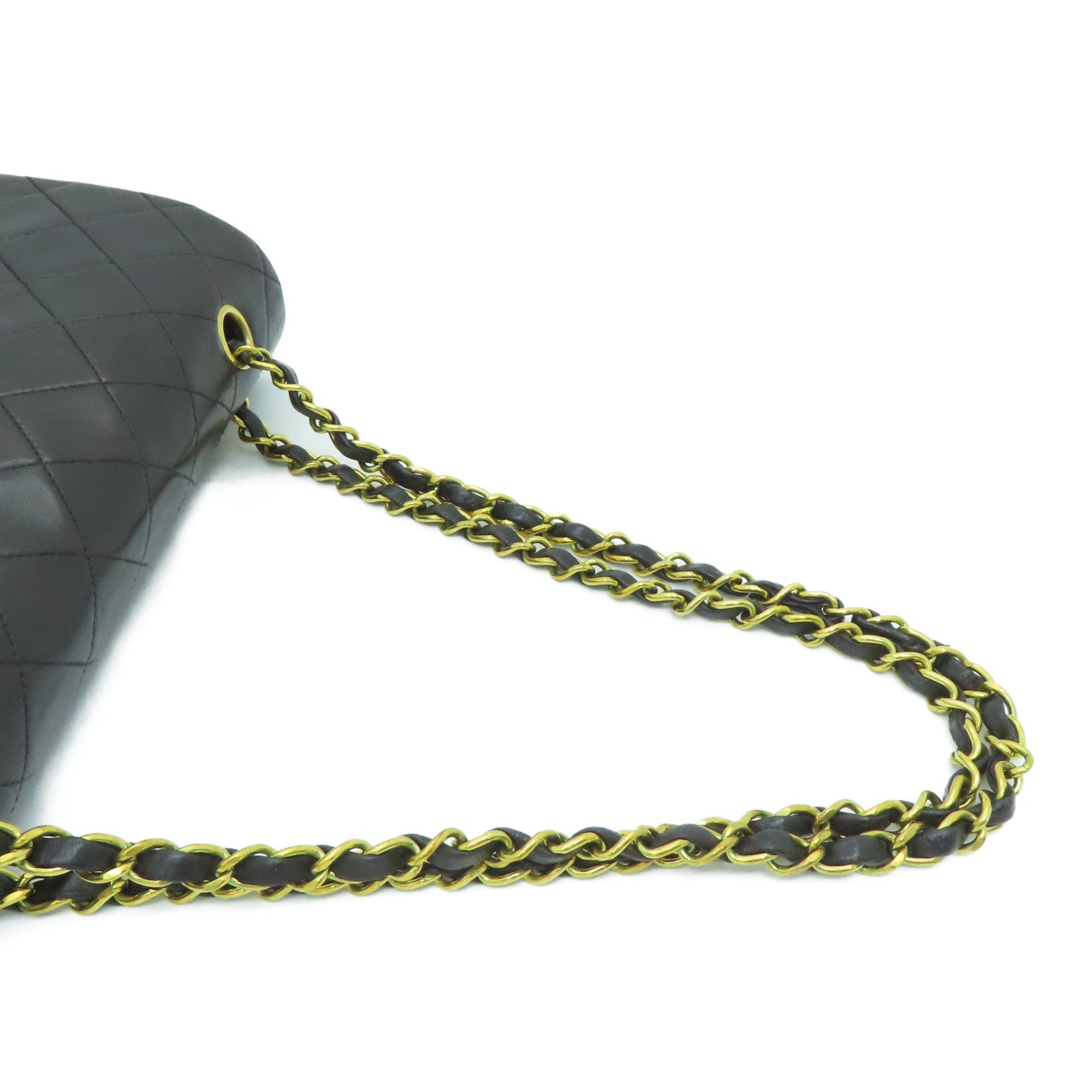 CHANEL [Sharp Discount] Rhombus Sheepskin Leather Vintage Classic 25㎝ Gold Buckle Shoulder Bag Black