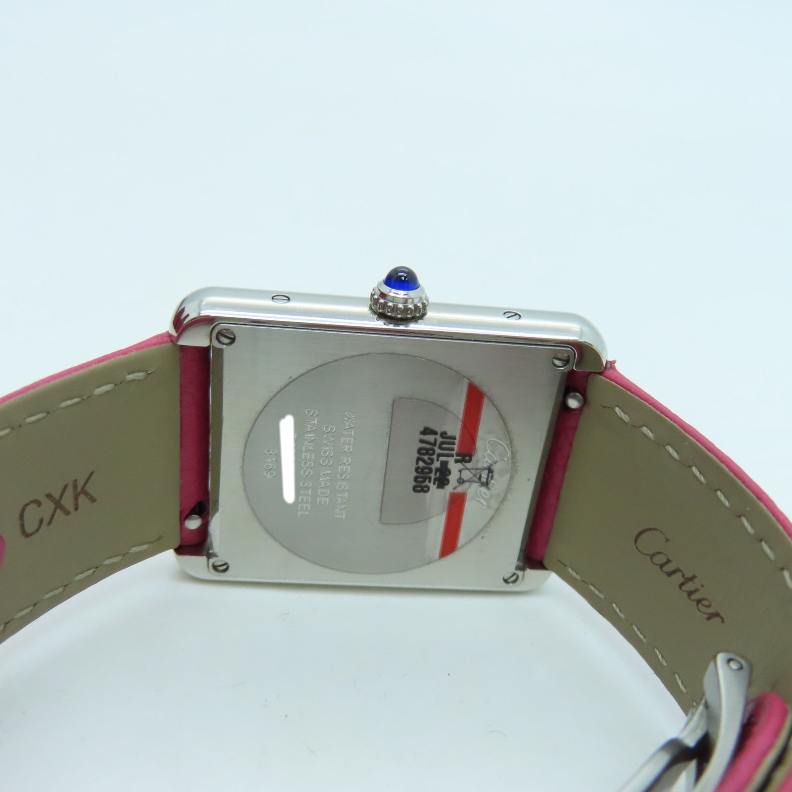 CARTIER Tank Solo Quartz Watch不锈钢/皮带石英手表粉红色