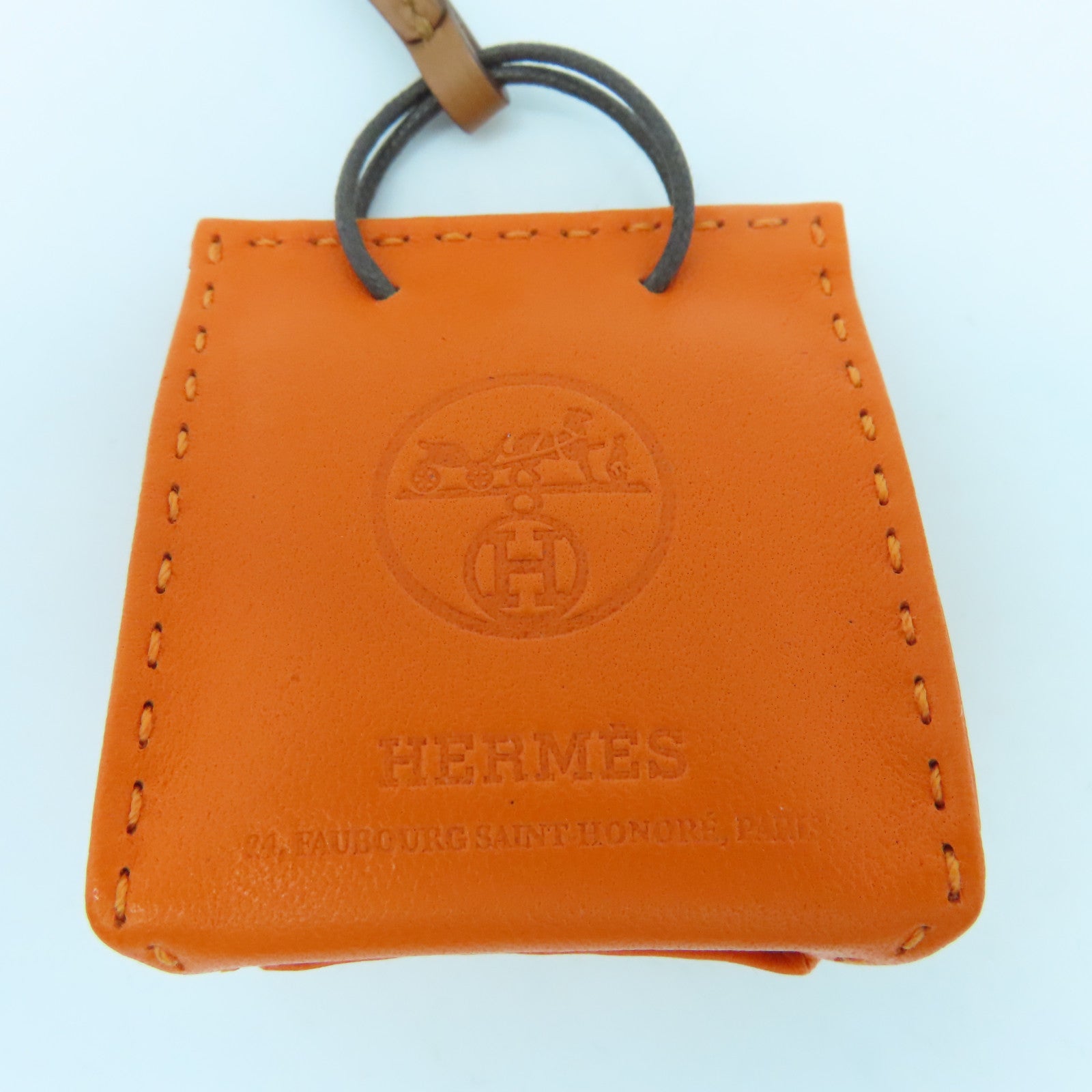 HERMES Milo皮革/Swift皮革Orange Bag Charm掛飾橙色