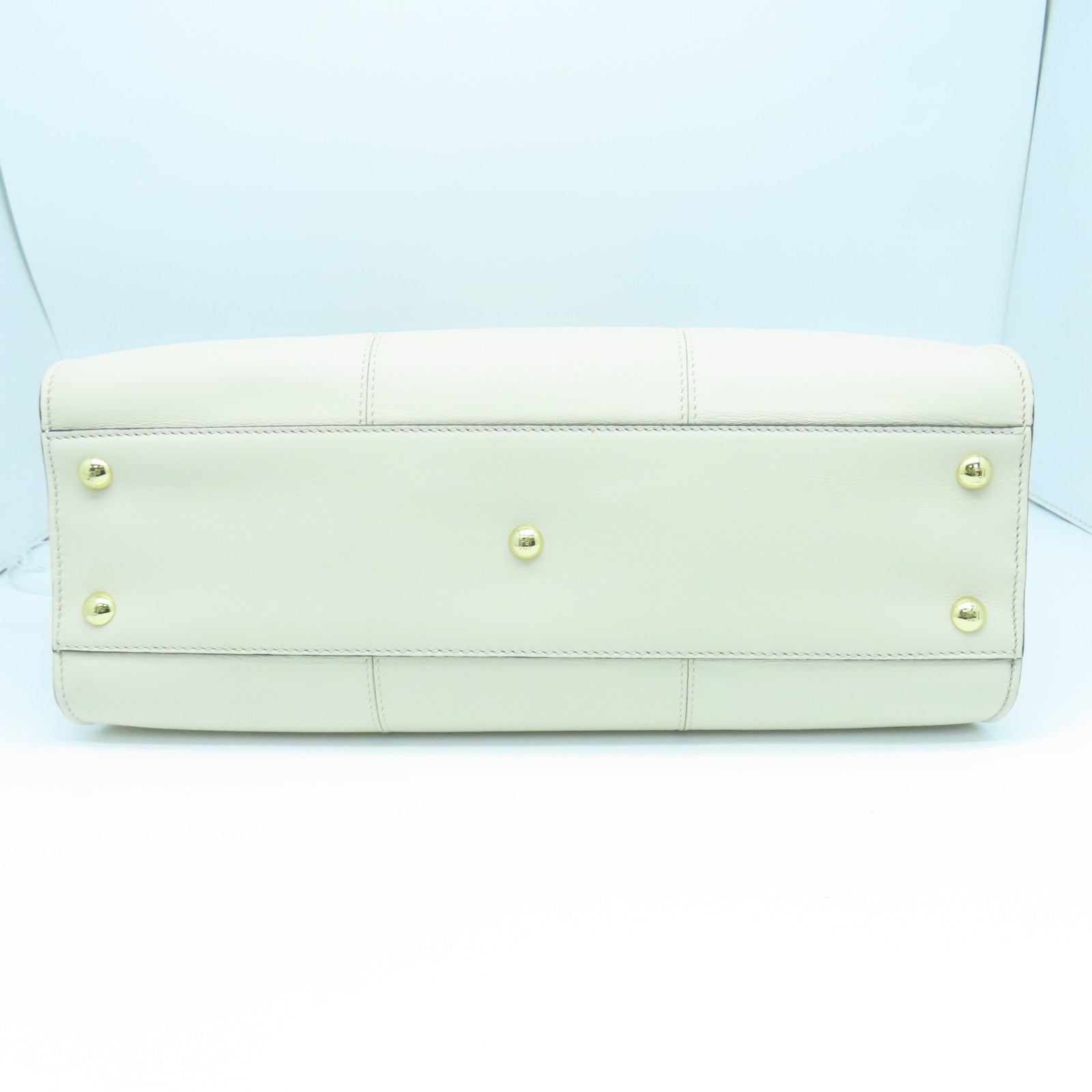FENDI Cowhide Leather Peekaboo Handle Shoulder Bag White/Brown