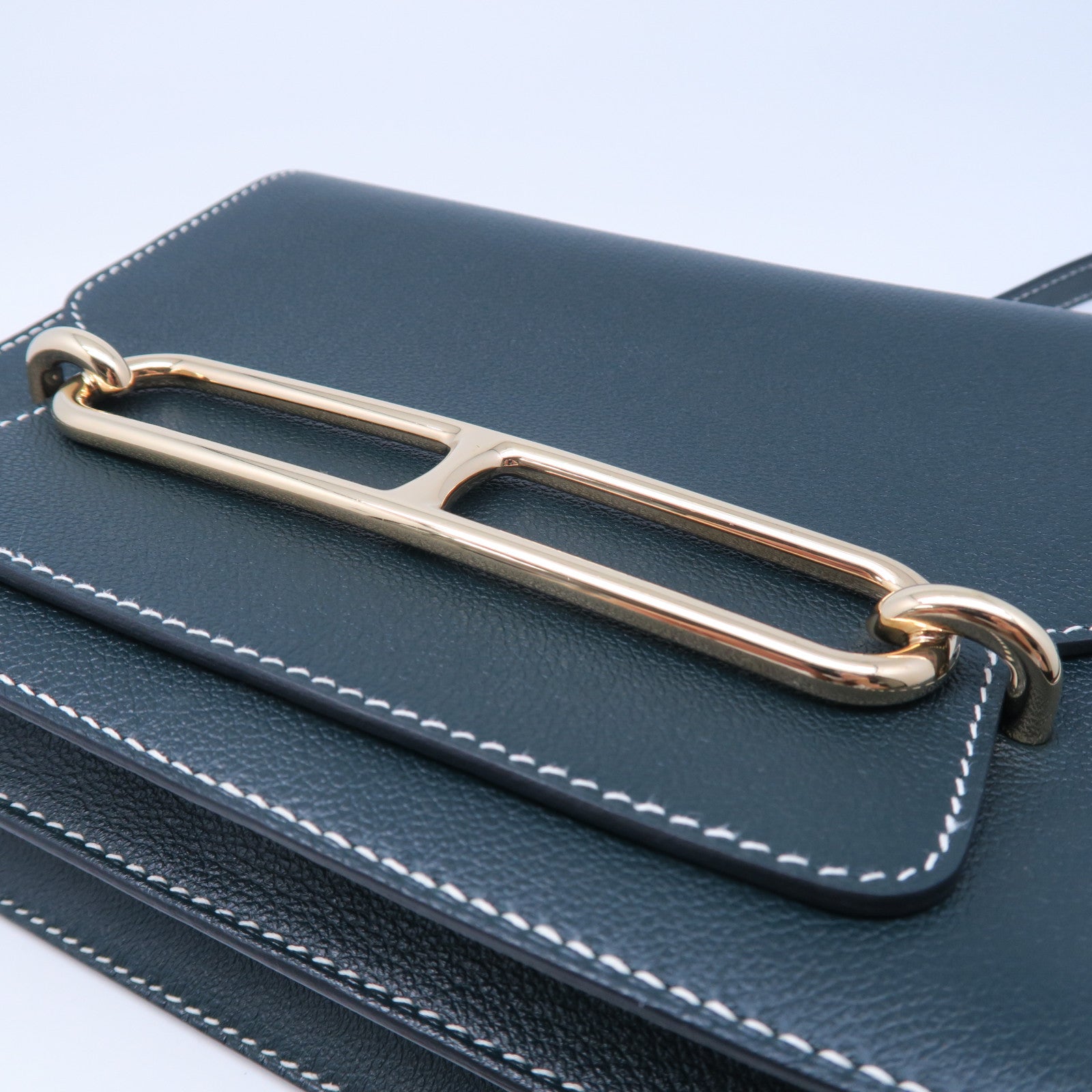 HERMES Evercolour皮革Roulis 23金扣肩背袋綠色
