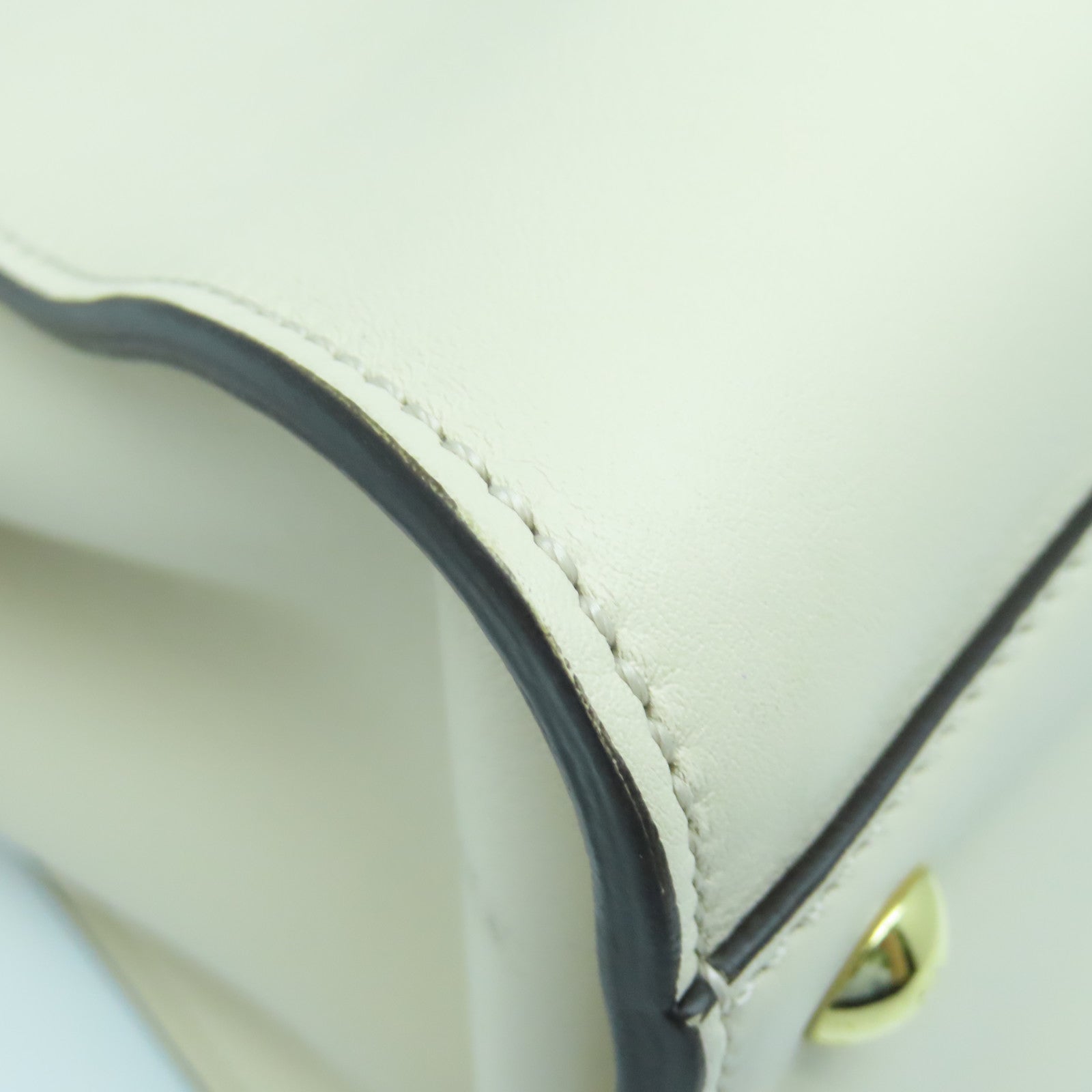 FENDI Cowhide Leather Peekaboo Handle Shoulder Bag White/Brown