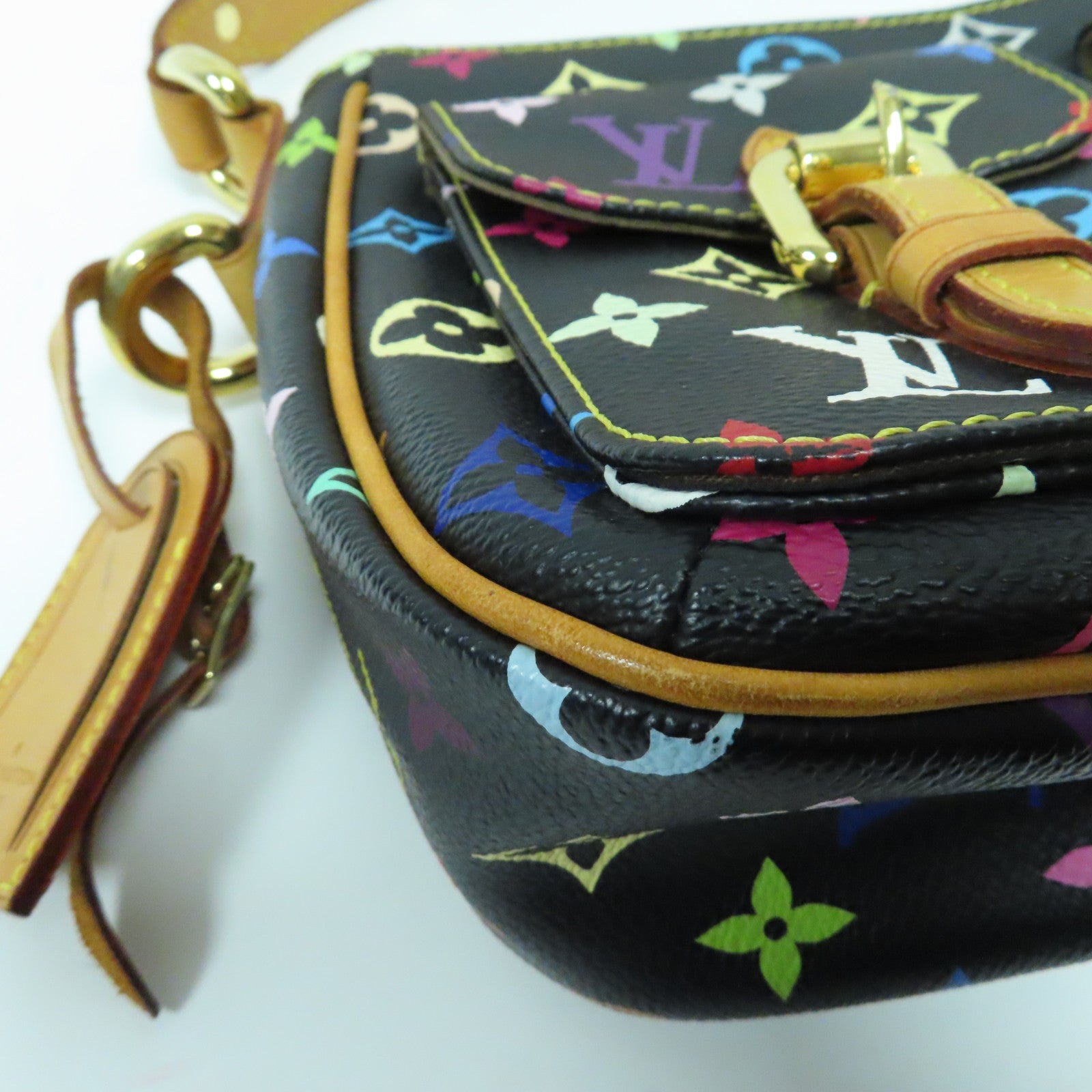 LOUIS VUITTON Monogram Multicolore Lodge PM金扣肩背袋黑色/啡色