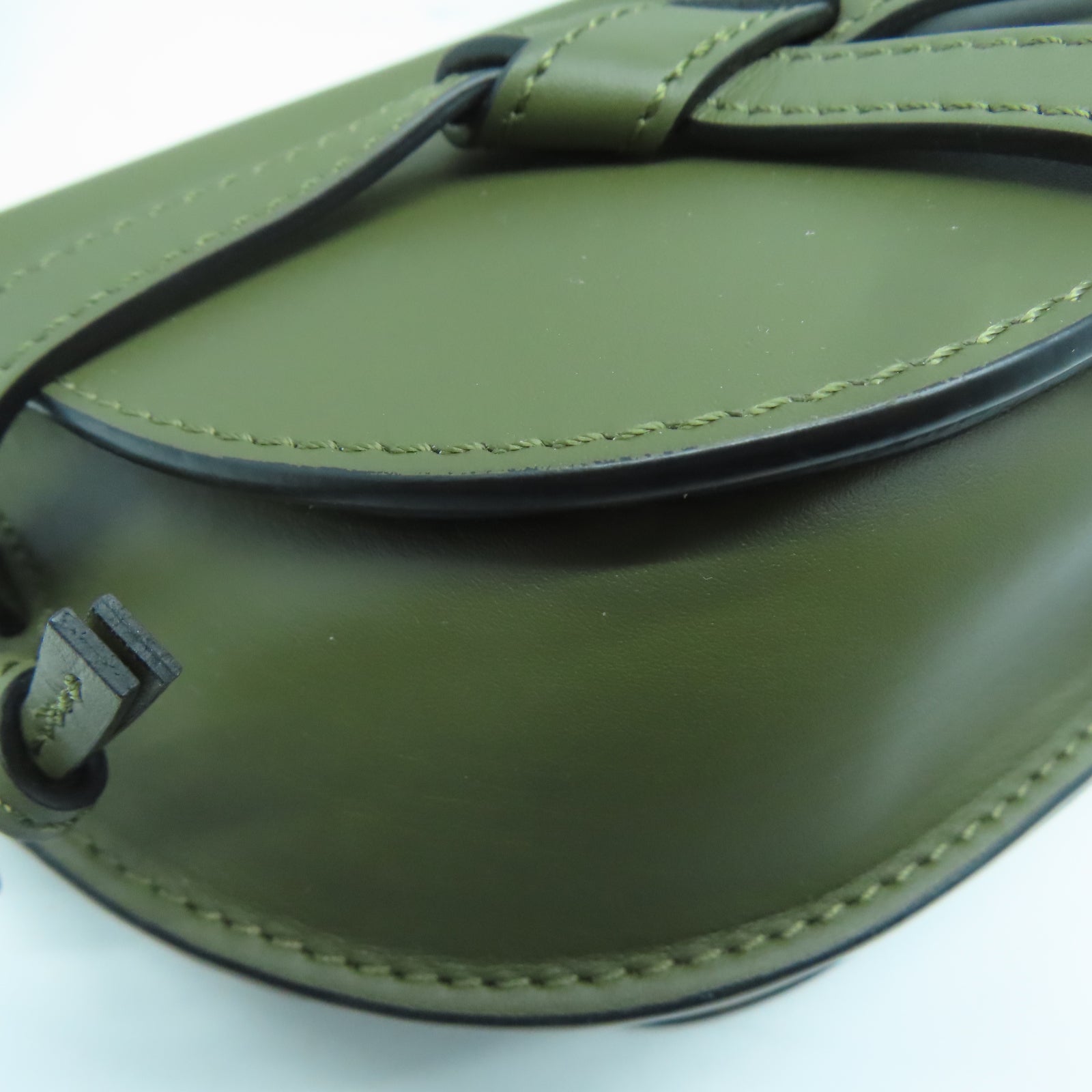 LOEWE 牛皮皮革Mini Gate金扣肩背袋綠色