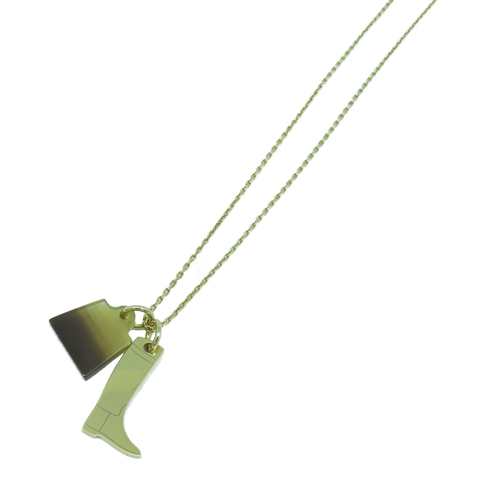 HERMES 金屬Amulette Maroquinier Pendant金扣項鍊啡色/金色