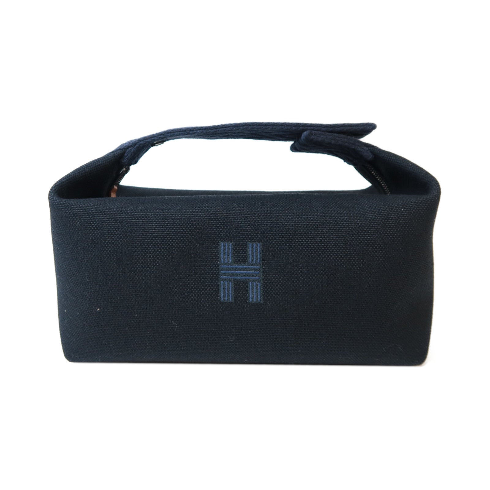 HERMES 帆布Bride A Brac PM銀扣手挽袋黑色