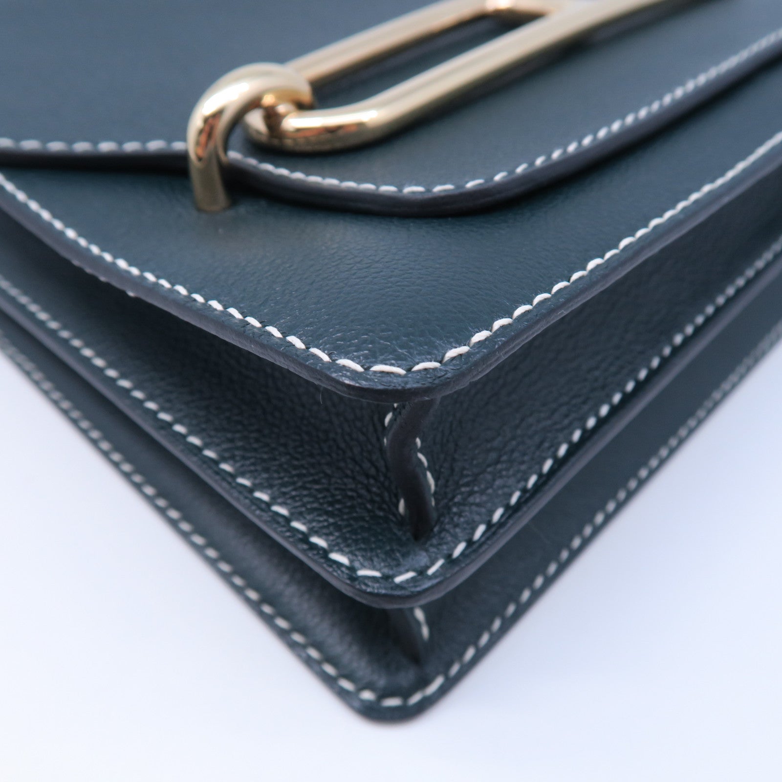 HERMES Evercolour皮革Roulis 23金扣肩背袋綠色