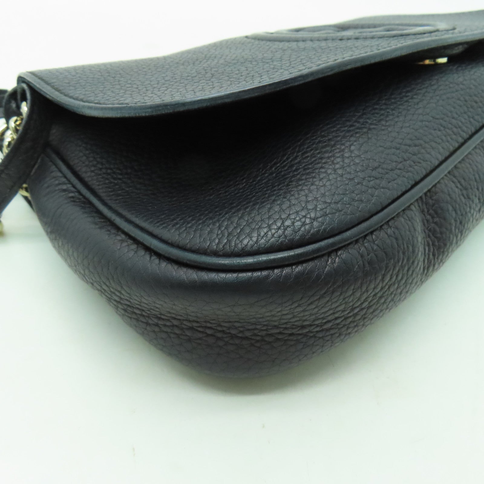 GUCCI 牛皮皮革Soho Chain Shoulder金扣鏈帶肩背袋黑色