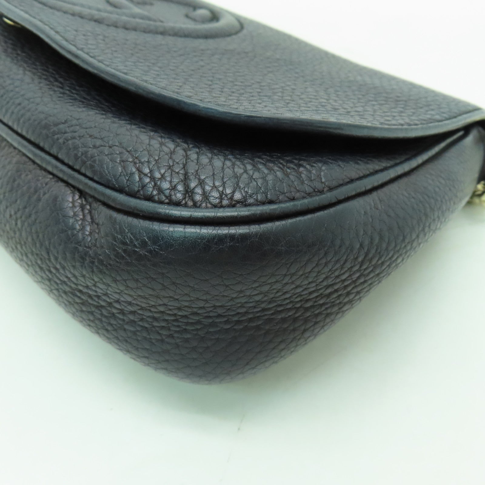 GUCCI 牛皮皮革Soho Chain Shoulder金扣鏈帶肩背袋黑色