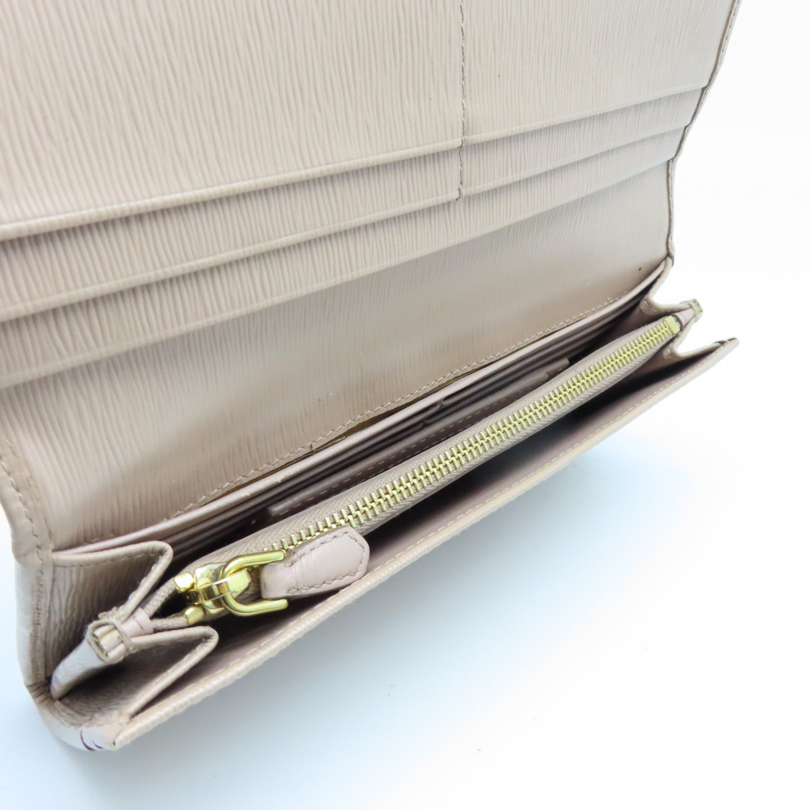PRADA Vitello皮革Long Wallet金扣長錢包淺褐色