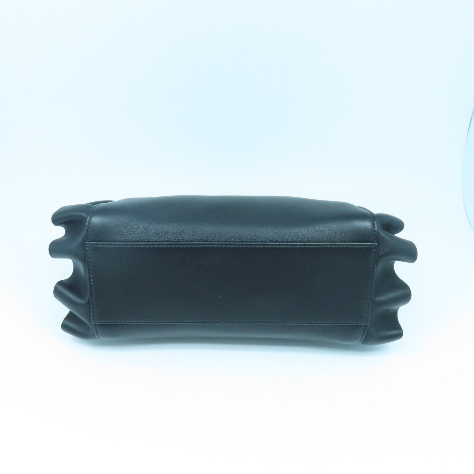 FENDI 牛皮皮革Mini Peekaboo銀扣手挽肩背兩用袋黑色/藍色