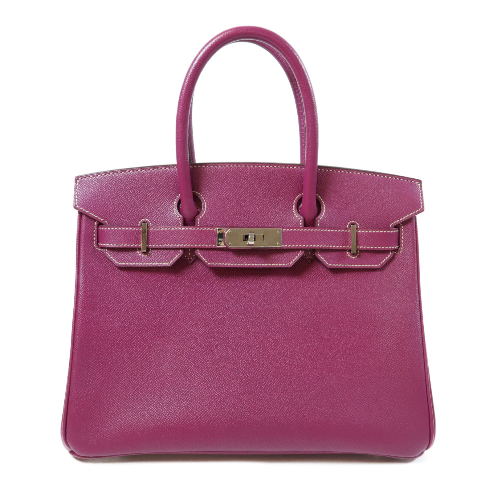 HERMES Epsom皮革Birkin 30銀扣手挽袋Tosca桃紫色
