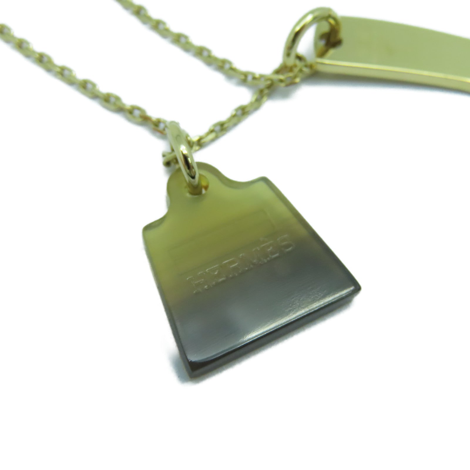 HERMES 金屬Amulette Maroquinier Pendant金扣項鍊啡色/金色