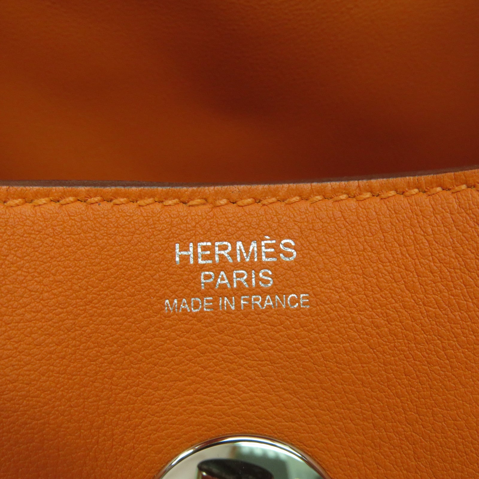 HERMES 【激減優惠】Swift皮革Lindy 30 Shoulder Bag銀扣肩背袋Orange橙色