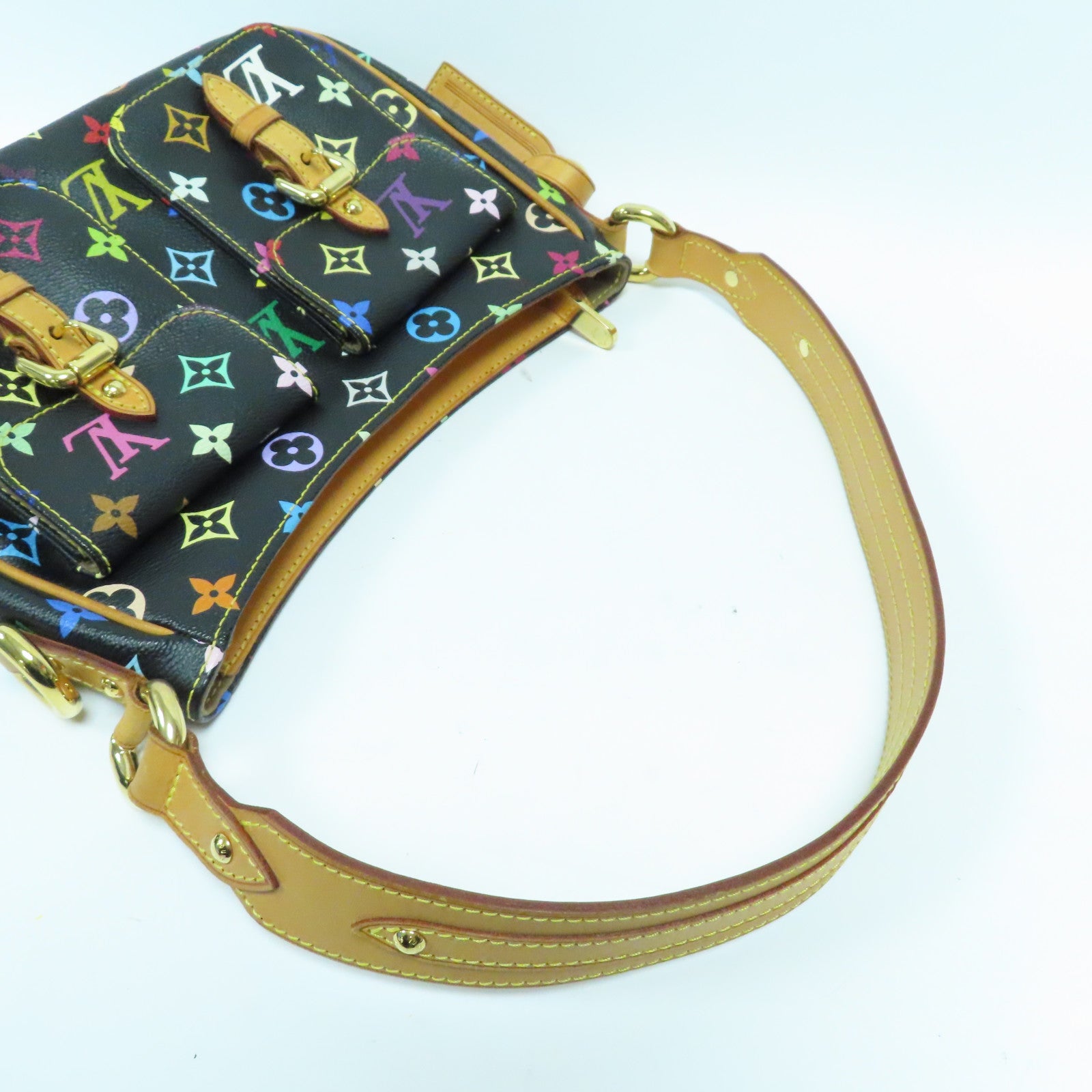 LOUIS VUITTON Monogram Multicolore Lodge PM金扣肩背袋黑色/啡色