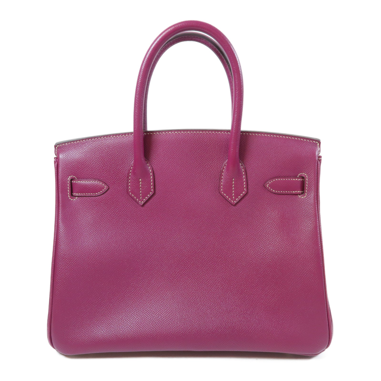 HERMES Epsom皮革Birkin 30銀扣手挽袋Tosca桃紫色