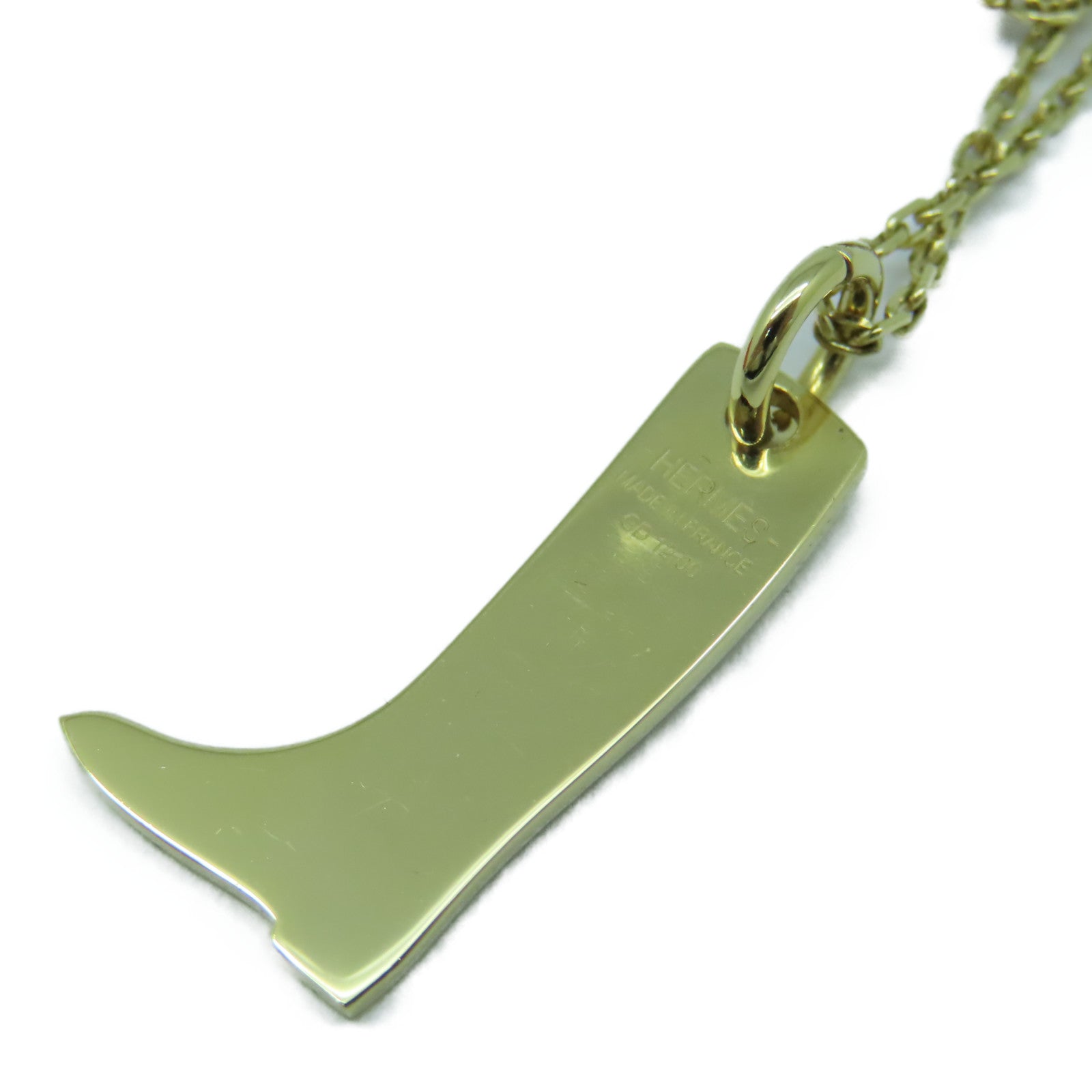 HERMES 金屬Amulette Maroquinier Pendant金扣項鍊啡色/金色