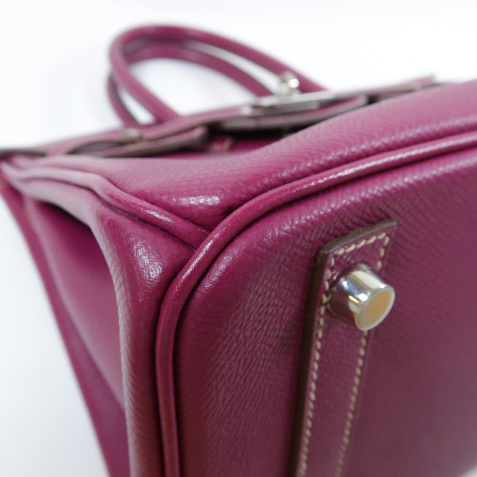 HERMES Epsom皮革Birkin 30銀扣手挽袋Tosca桃紫色
