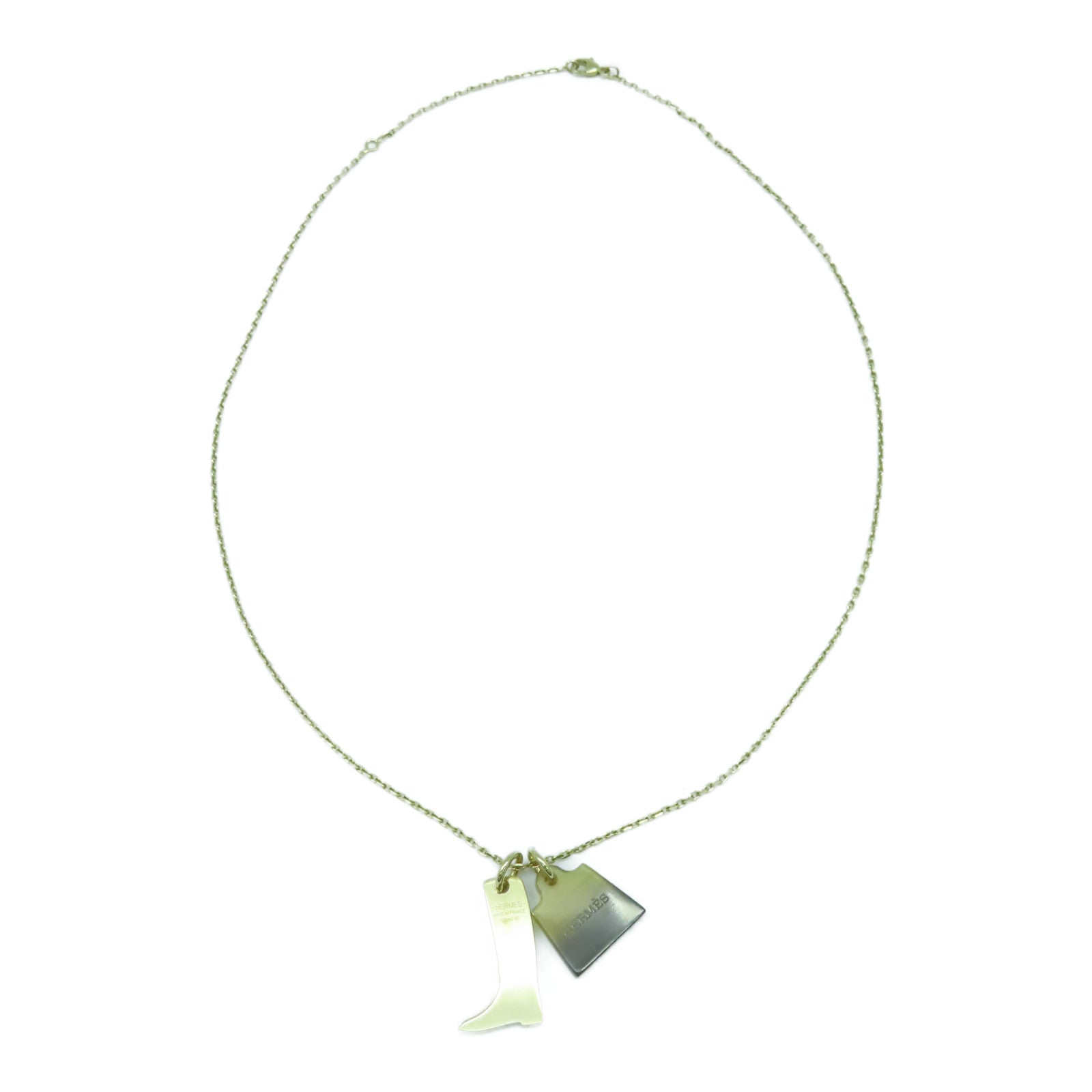 HERMES 金屬Amulette Maroquinier Pendant金扣項鍊啡色/金色