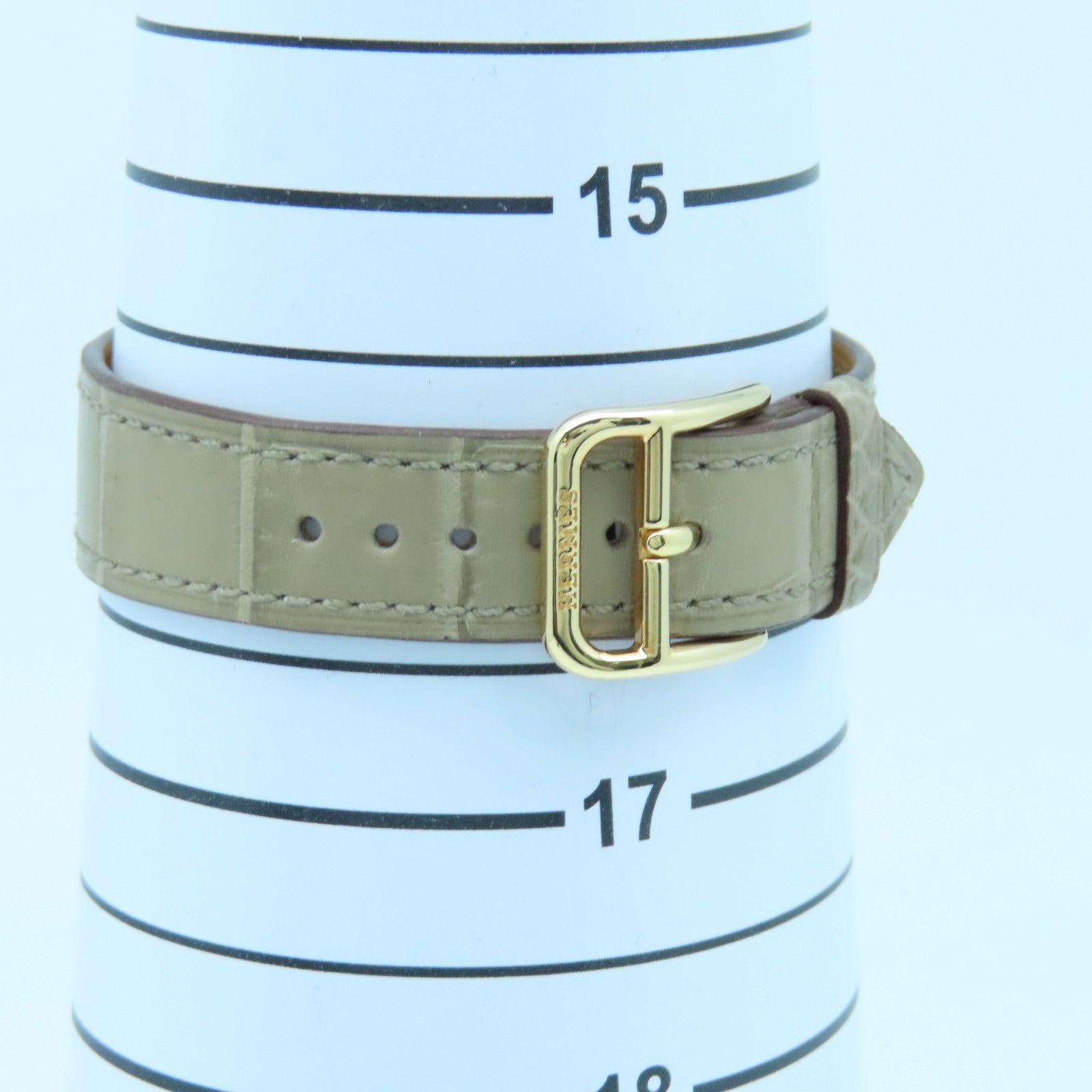 HERMES Heure H Small Stainless Steel/Leather Band Watch Quartz Movement White/Elephant Gray