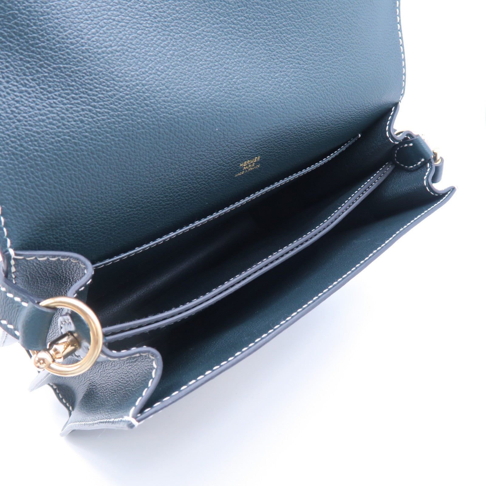 HERMES Evercolour皮革Roulis 23金扣肩背袋綠色