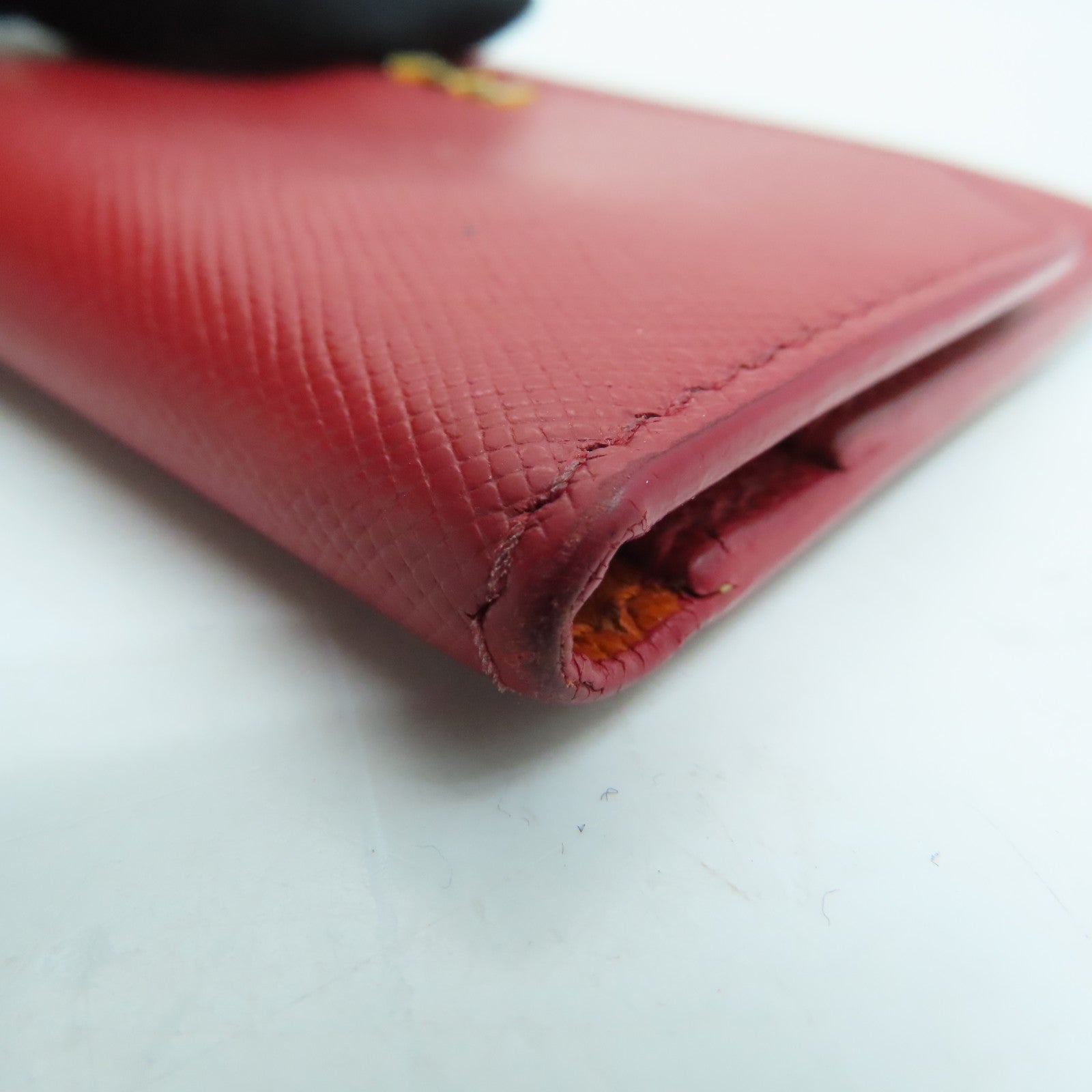 PRADA Saffiano皮革Card Case金扣卡片套紅色