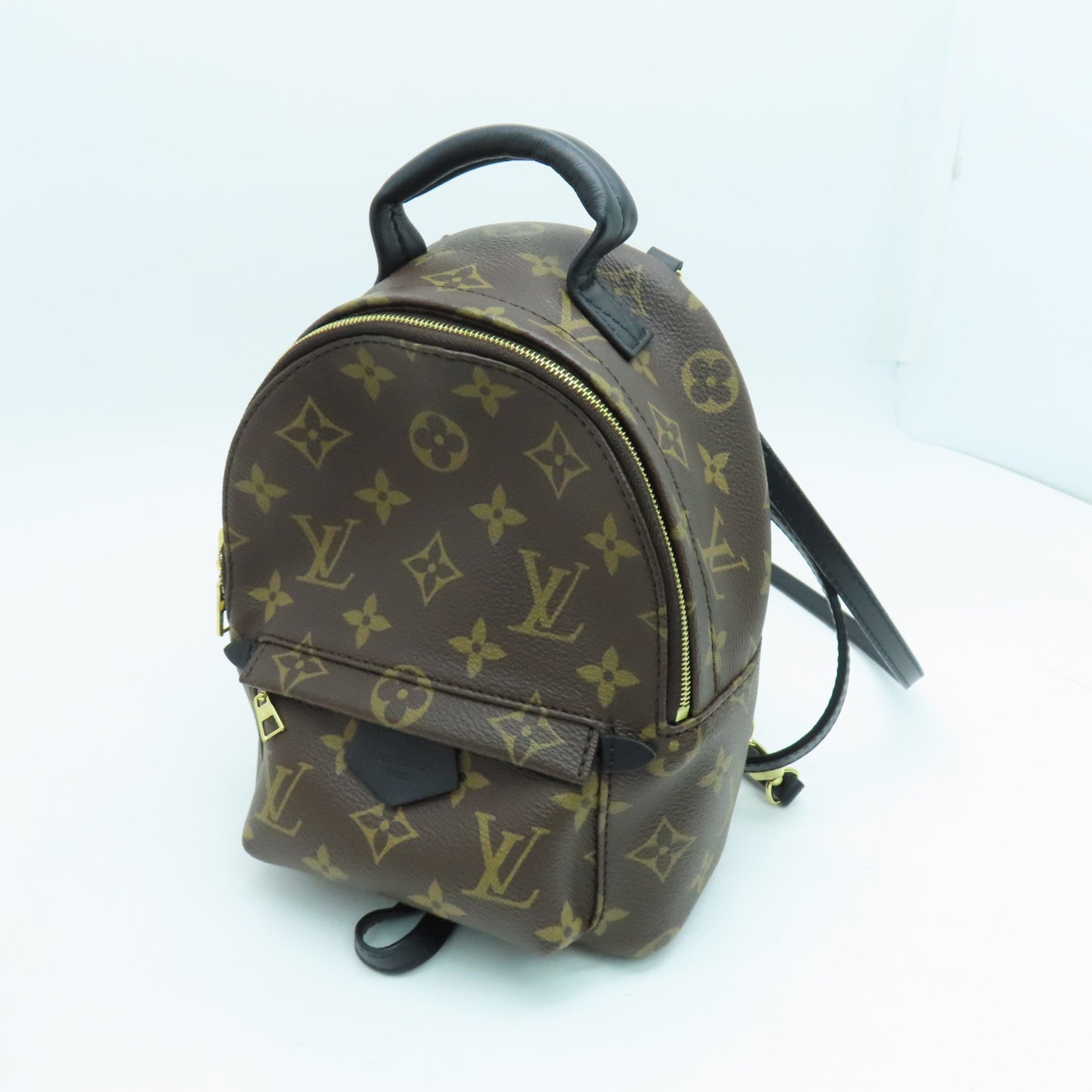 LOUIS VUITTON Monogram Palm Springs Mini金扣背包黑色/啡色