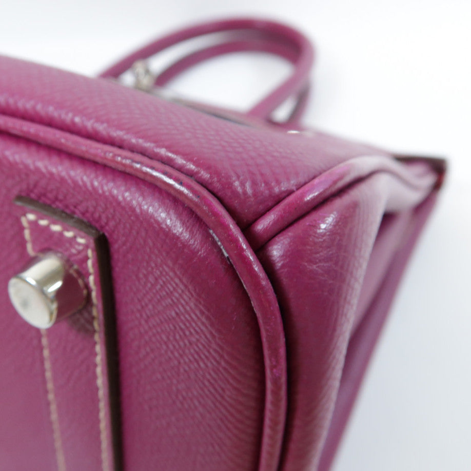 HERMES Epsom皮革Birkin 30銀扣手挽袋Tosca桃紫色