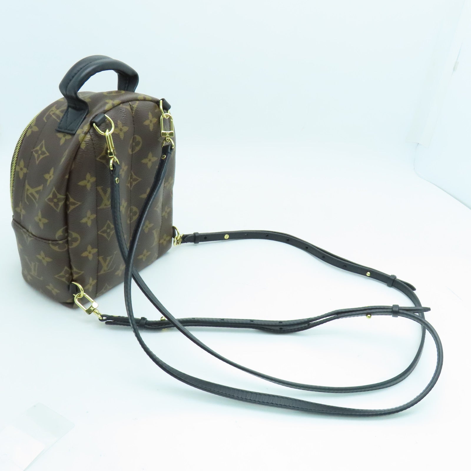 LOUIS VUITTON Monogram Palm Springs Mini金扣背包黑色/啡色