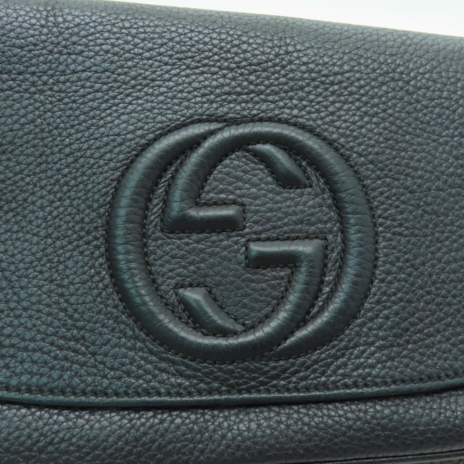 GUCCI 牛皮皮革Soho Chain Shoulder金扣鏈帶肩背袋黑色