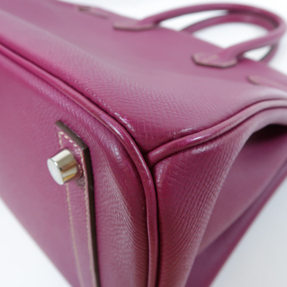 HERMES Epsom皮革Birkin 30銀扣手挽袋Tosca桃紫色