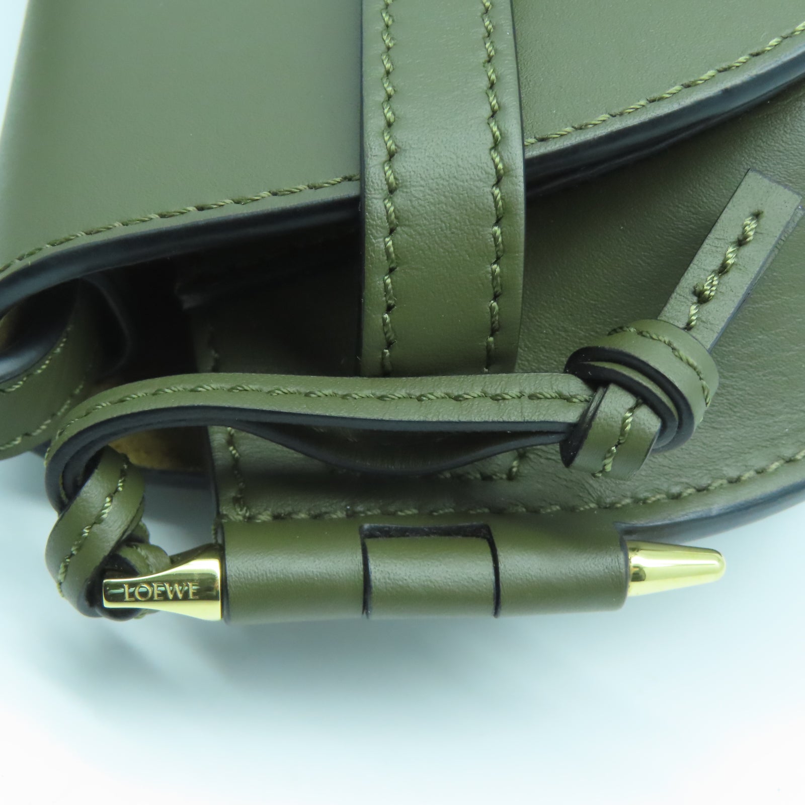 LOEWE 牛皮皮革Mini Gate金扣肩背袋綠色