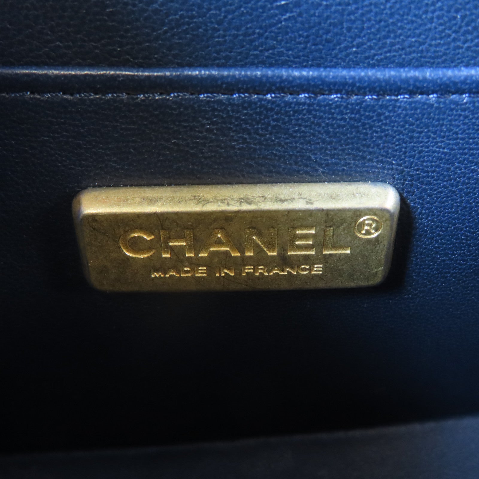 CHANEL 蜥蝪皮革Chain Shoulder金扣鏈帶肩背袋藍色