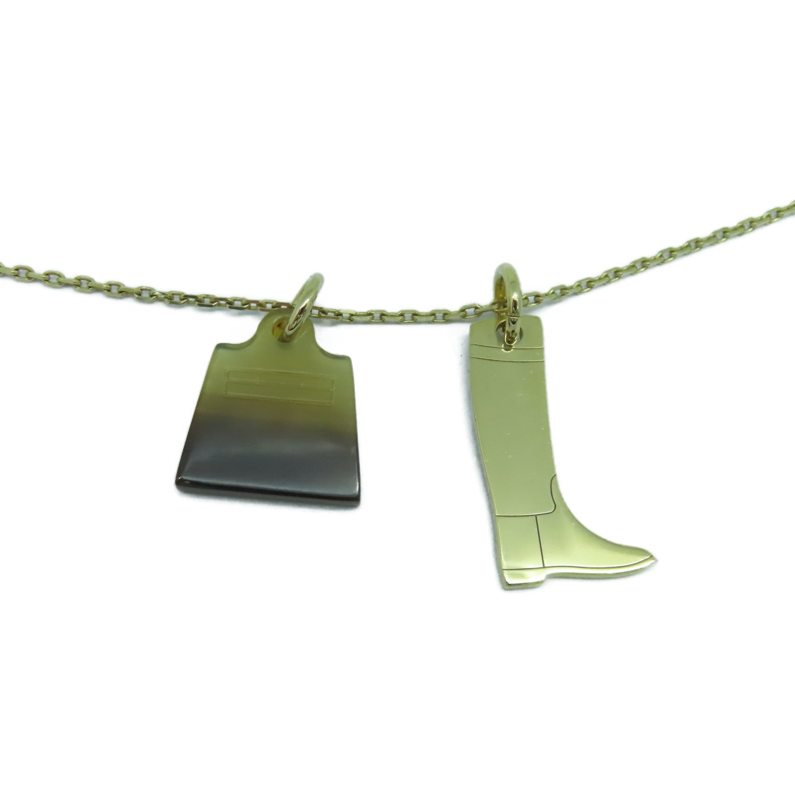 HERMES 金屬Amulette Maroquinier Pendant金扣項鍊啡色/金色